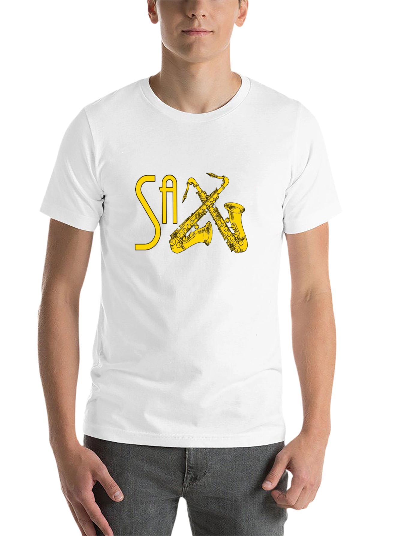 Black Saxophone Graphic Print T-Shirt view 14