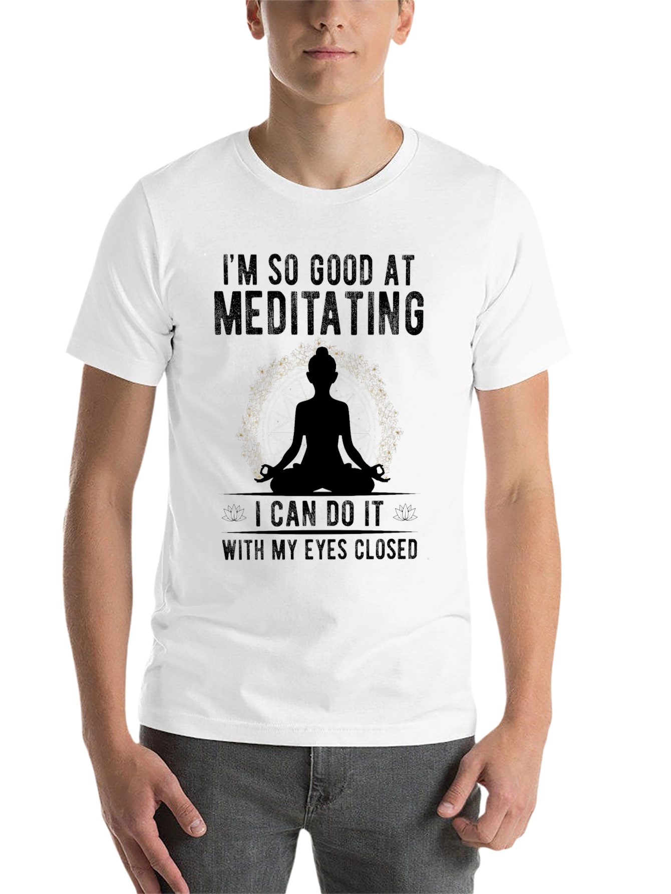 Black Meditating Graphic T-Shirt - Men's Black Tee view 14