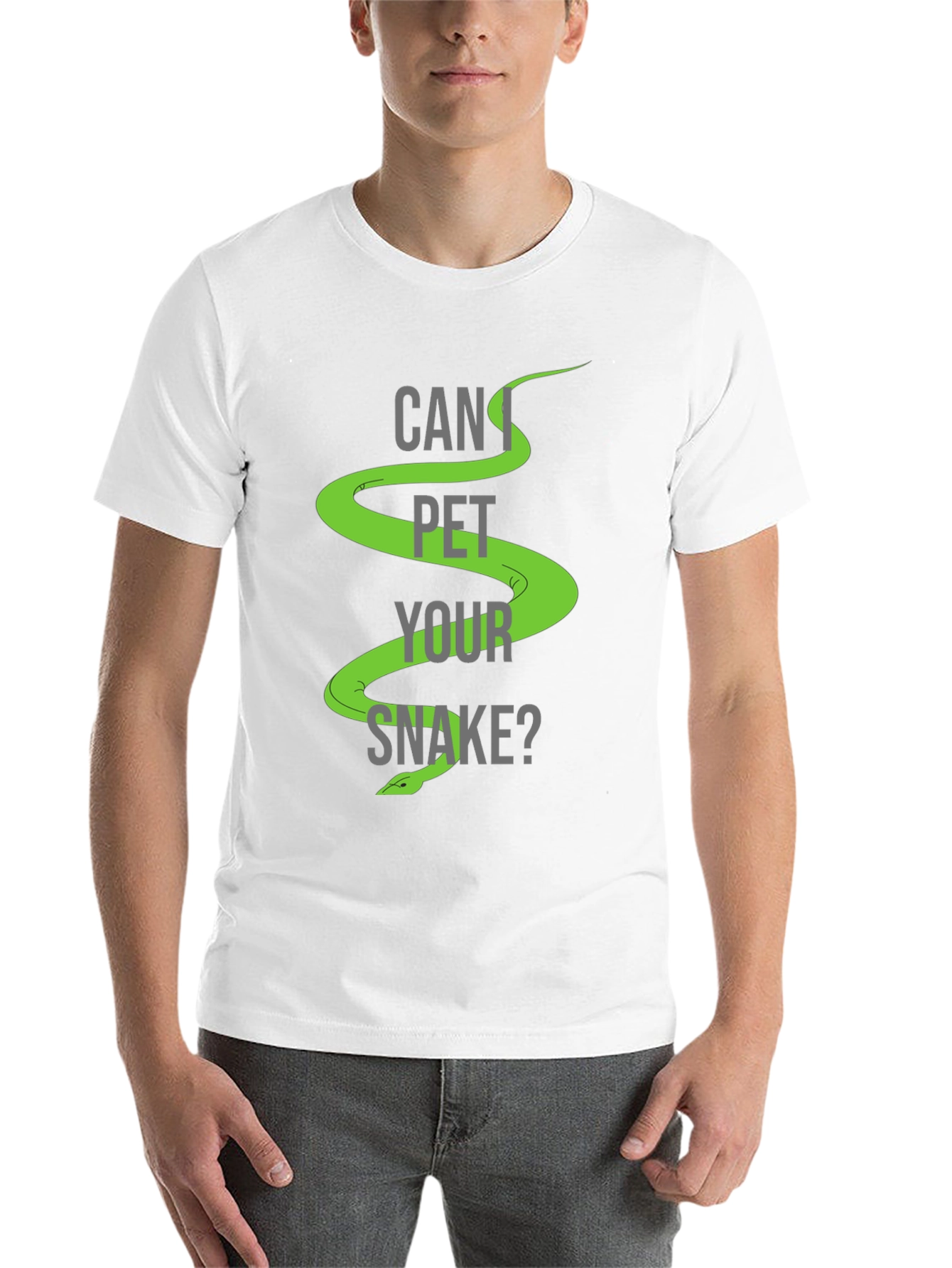 Black Can I Pet Your Snake? Graphic T-Shirt view 14