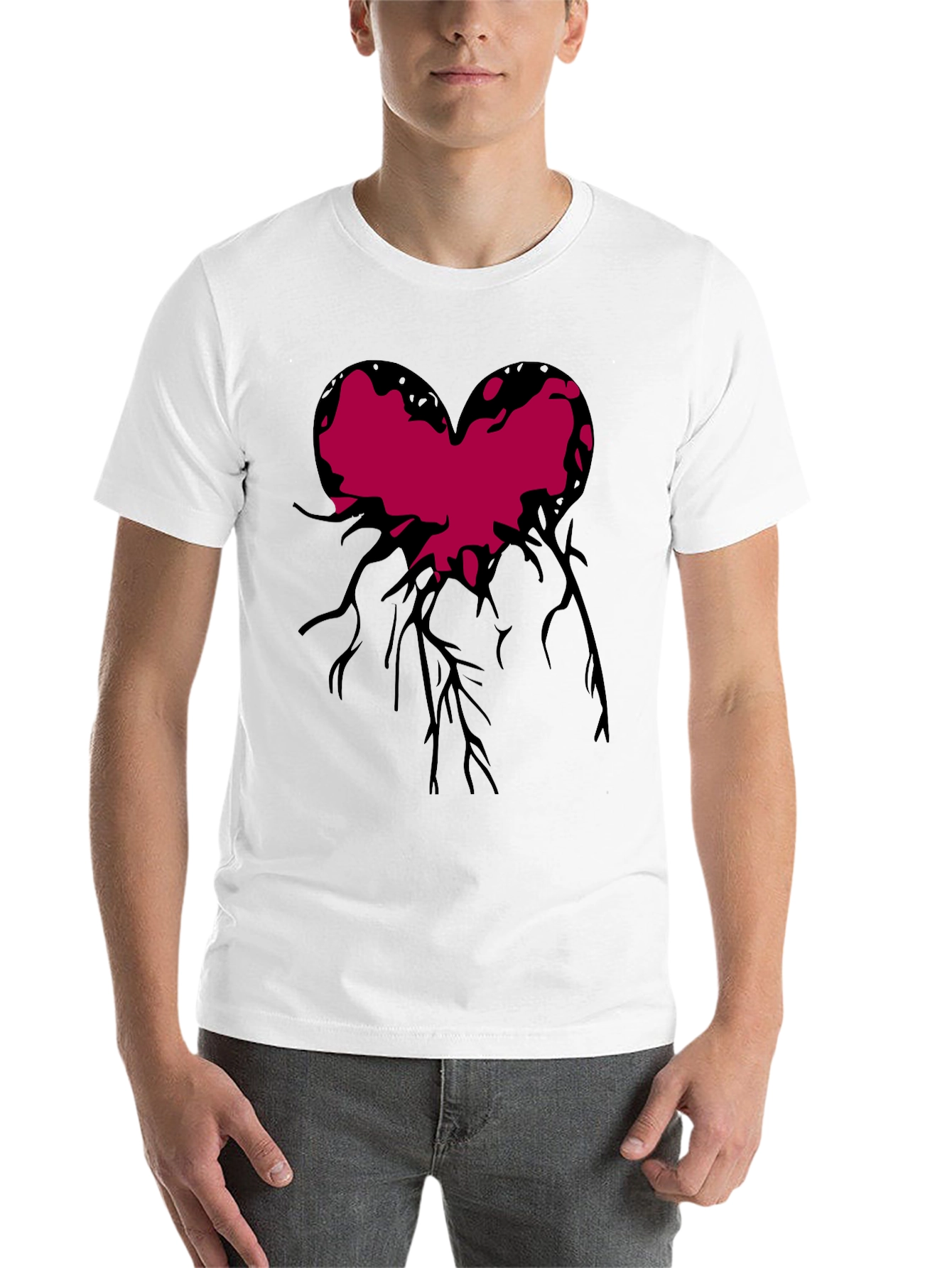 Black Heart Roots Graphic Print Crew Neck T-Shirt view 14