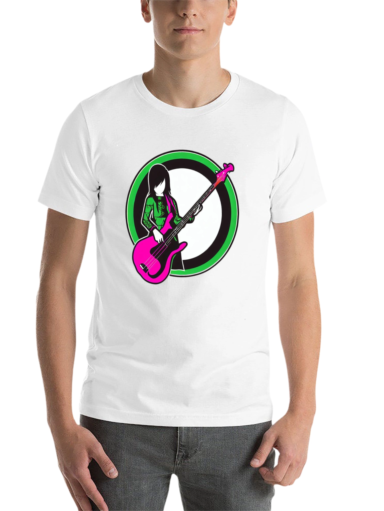 Black Cool Graphic Tee - Girl with Bass Guitar view 14