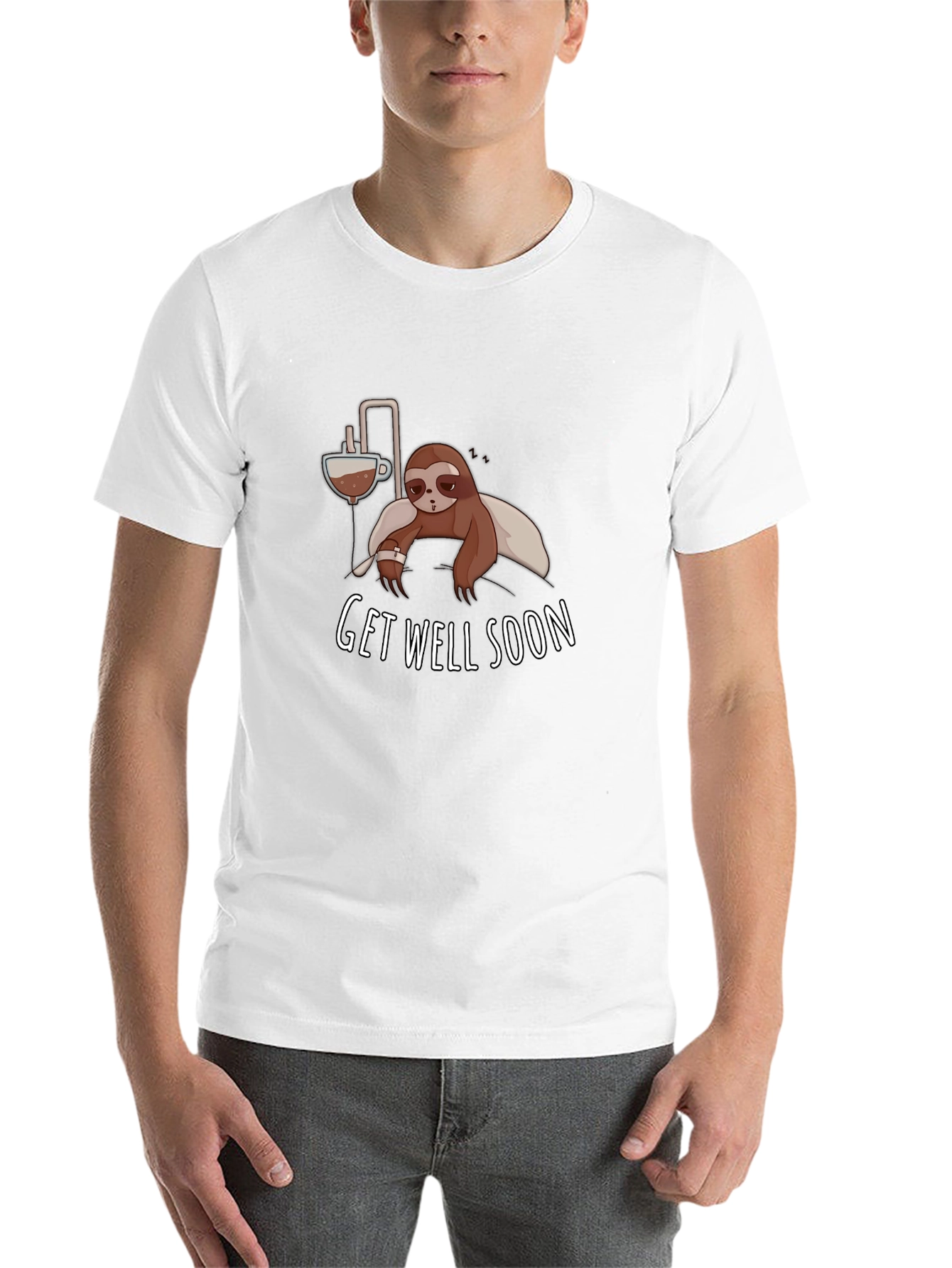 Black Get Well Soon Sloth Graphic T-Shirt view 14