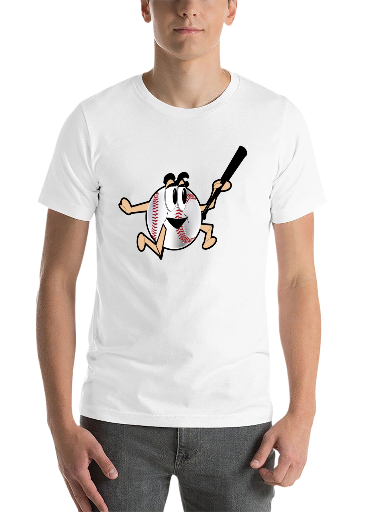 Black Baseball Cartoon T-Shirt view 14