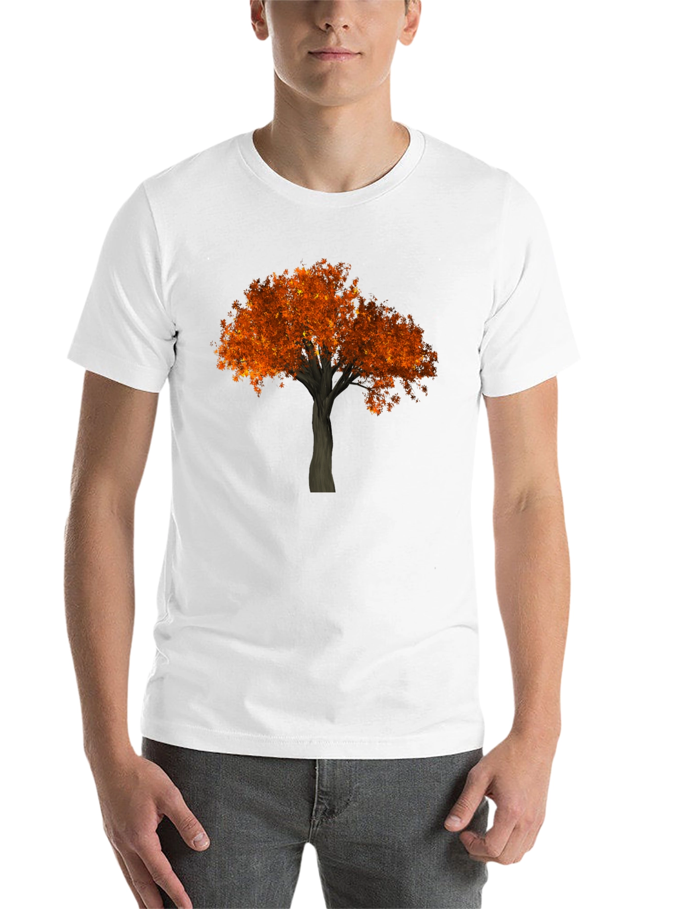 Black Autumn Tree Graphic Tee - Black Cotton Casual Shirt view 14