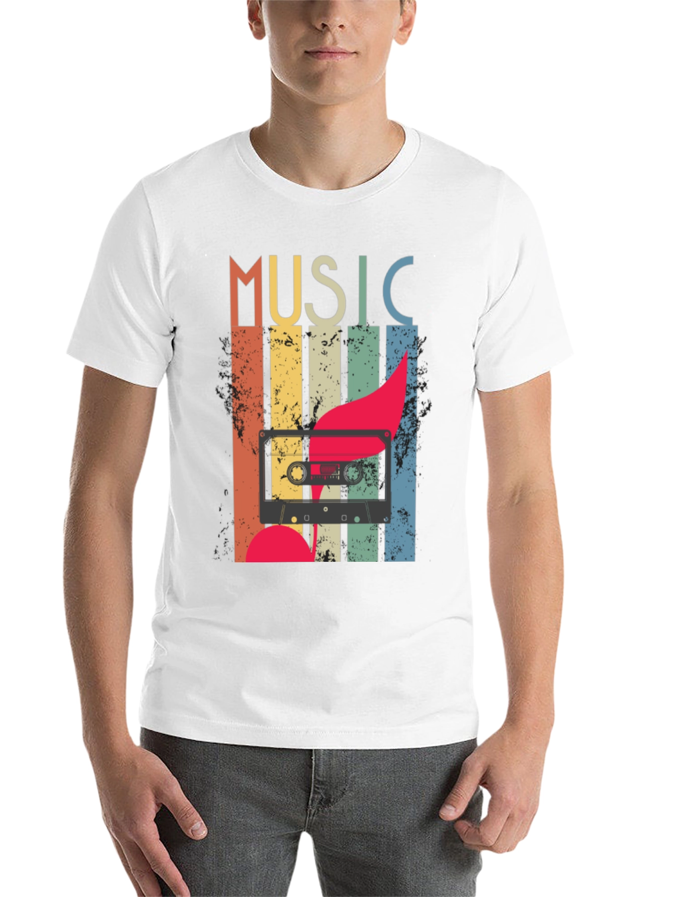 Black Retro Music Cassette T-Shirt - Vintage Style Tee view 14