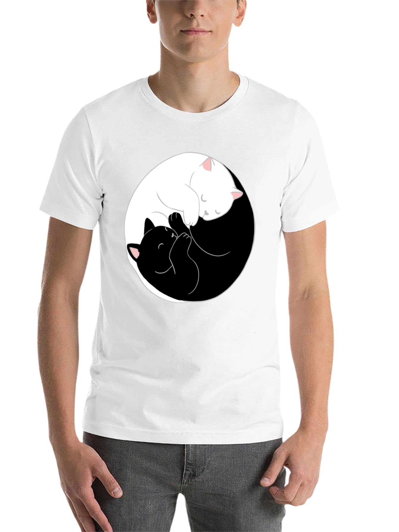 Black Yin Yang Cats T-Shirt - Black view 14