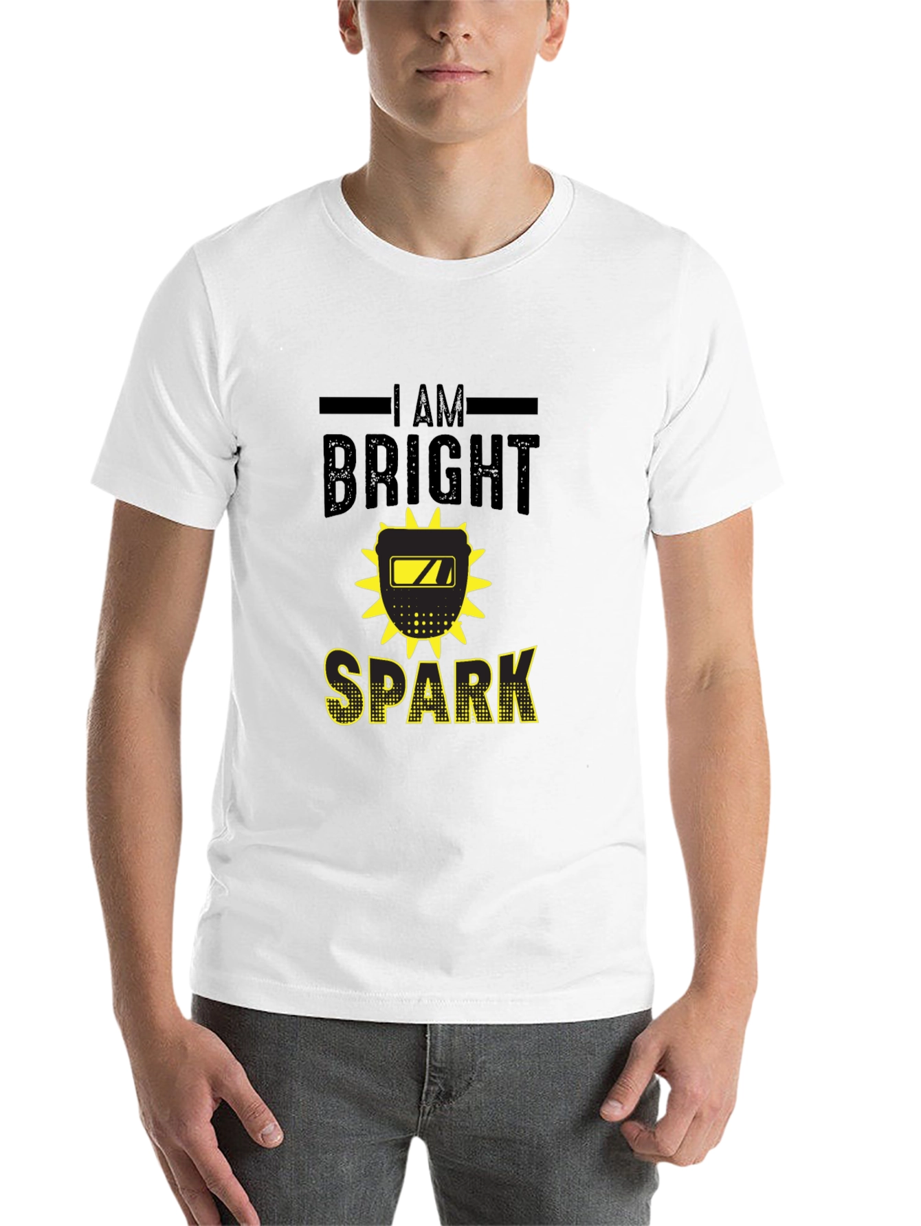 Black Bright Spark Welder T-Shirt - Black Cotton Tee view 14