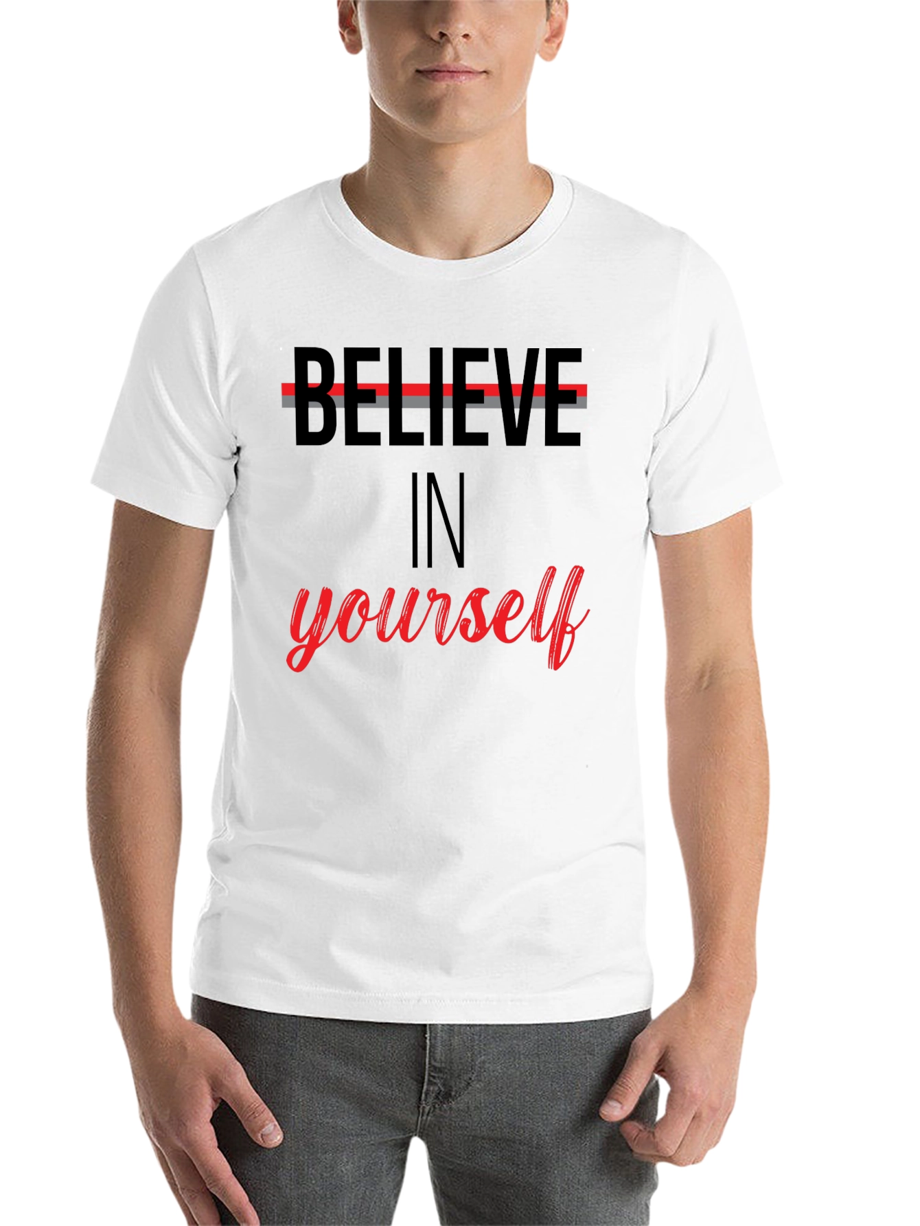 Black Believe In Yourself Graphic Tee - Motivational T-Shirt view 14