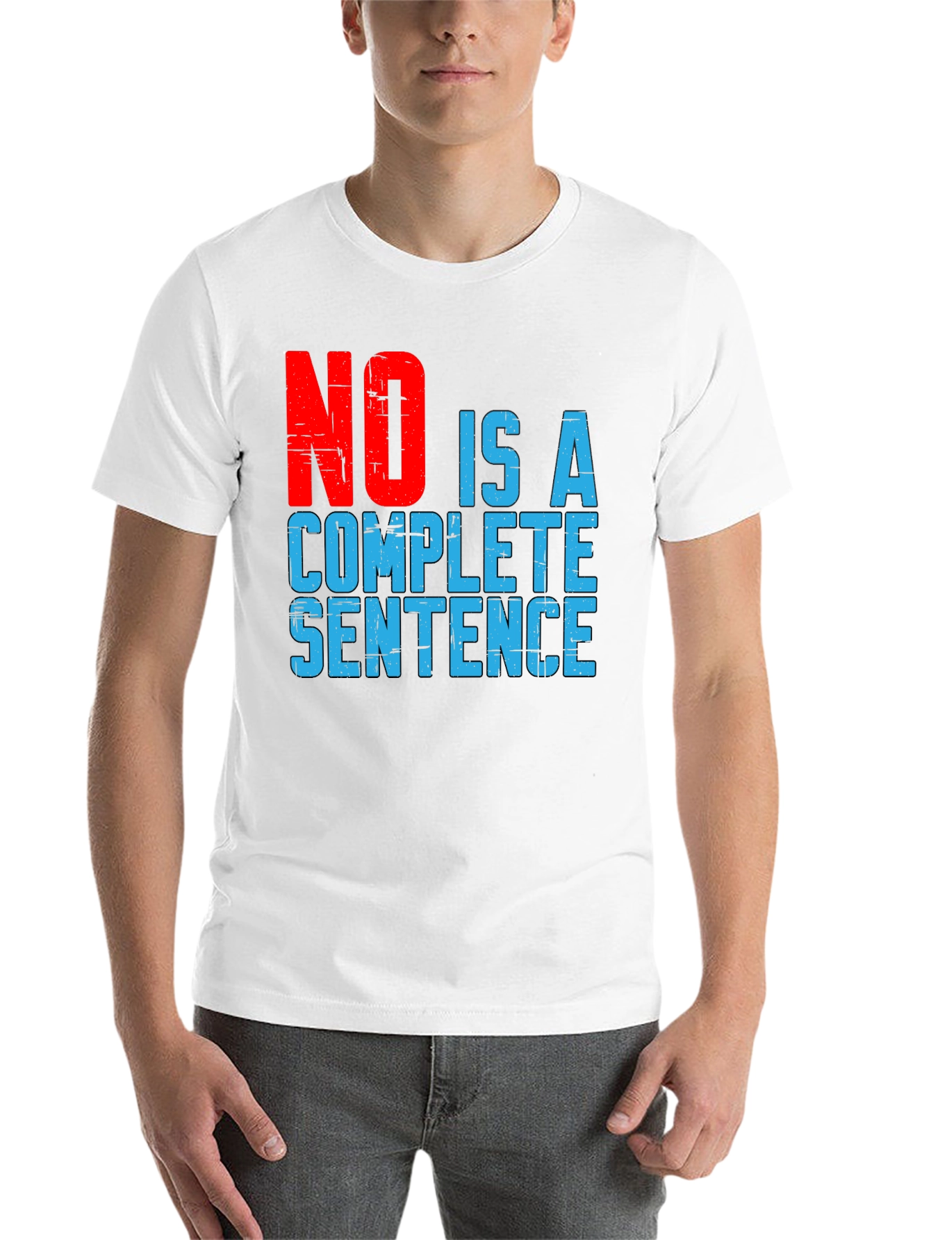 Black Funny Sarcastic Graphic Tee: NO is a Complete Sentence view 14