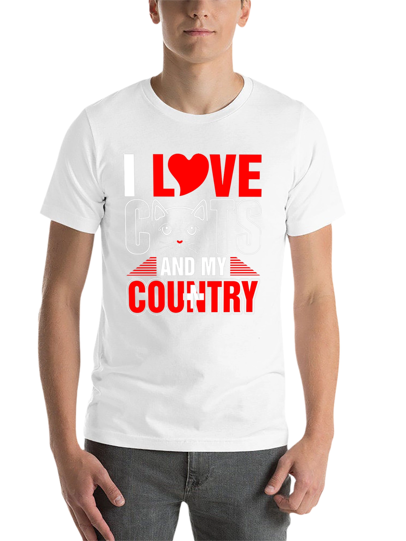 Black I Love Cats and My Country T-Shirt view 14