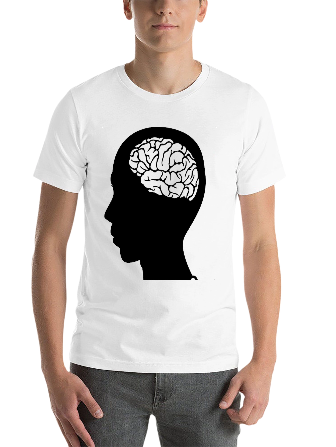 Black Brain Head T-Shirt - Mens Graphic Tee view 14