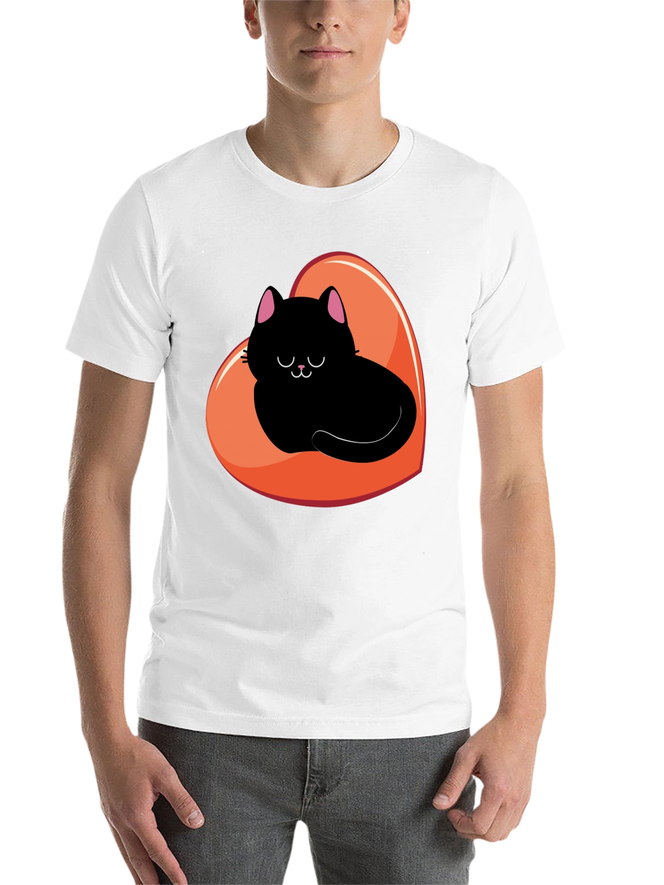 Black Black Cat Heart Graphic Tee view 14