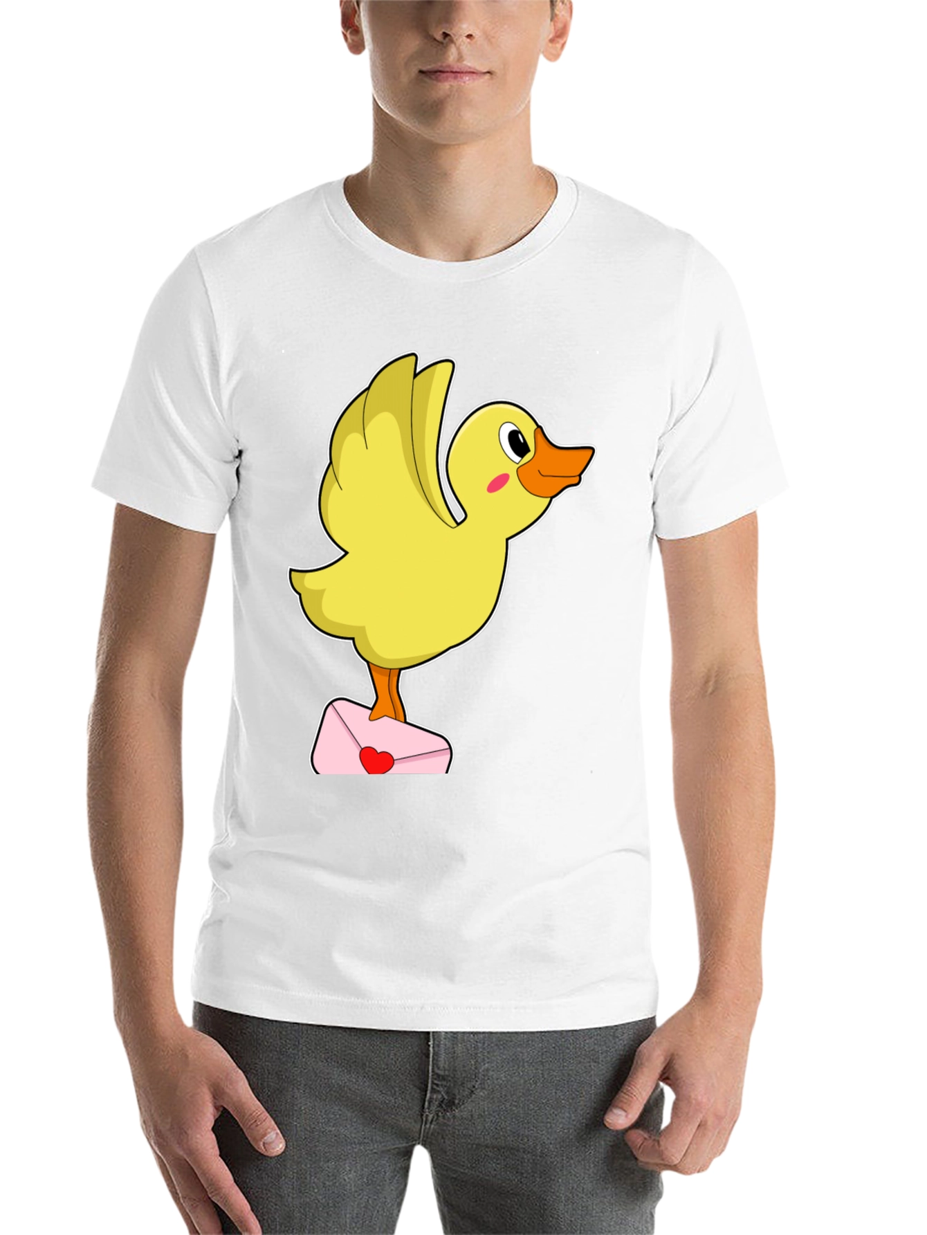 Black Duck with Love Letter T-Shirt - Cute Valentine's Day Gift! view 14