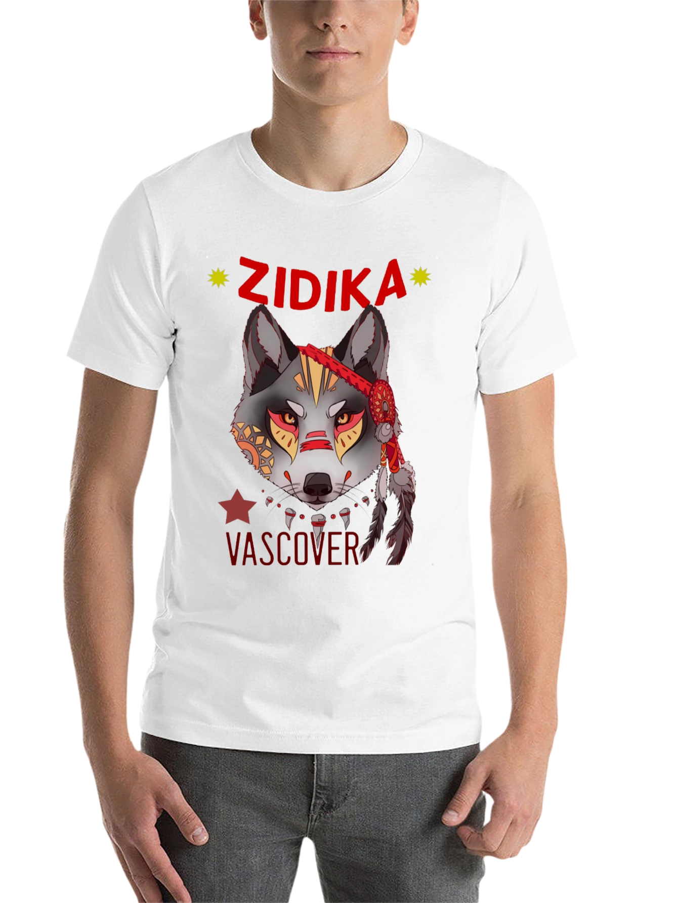 Black Wolf Graphic Print T-Shirt - Zidika Vascover Design view 14
