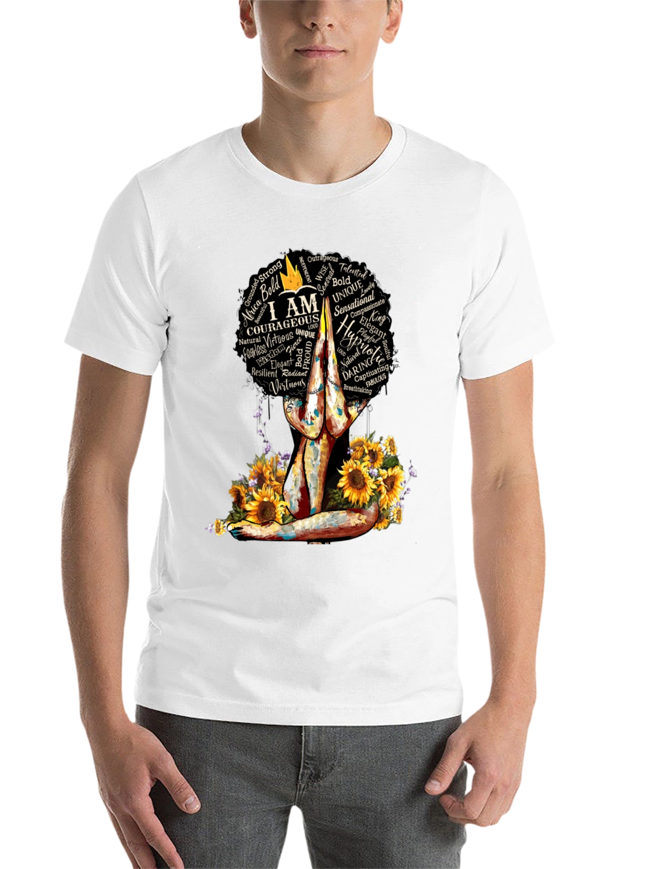 Black Empowered Woman T-Shirt Sunflower Yoga Afro Tee view 14