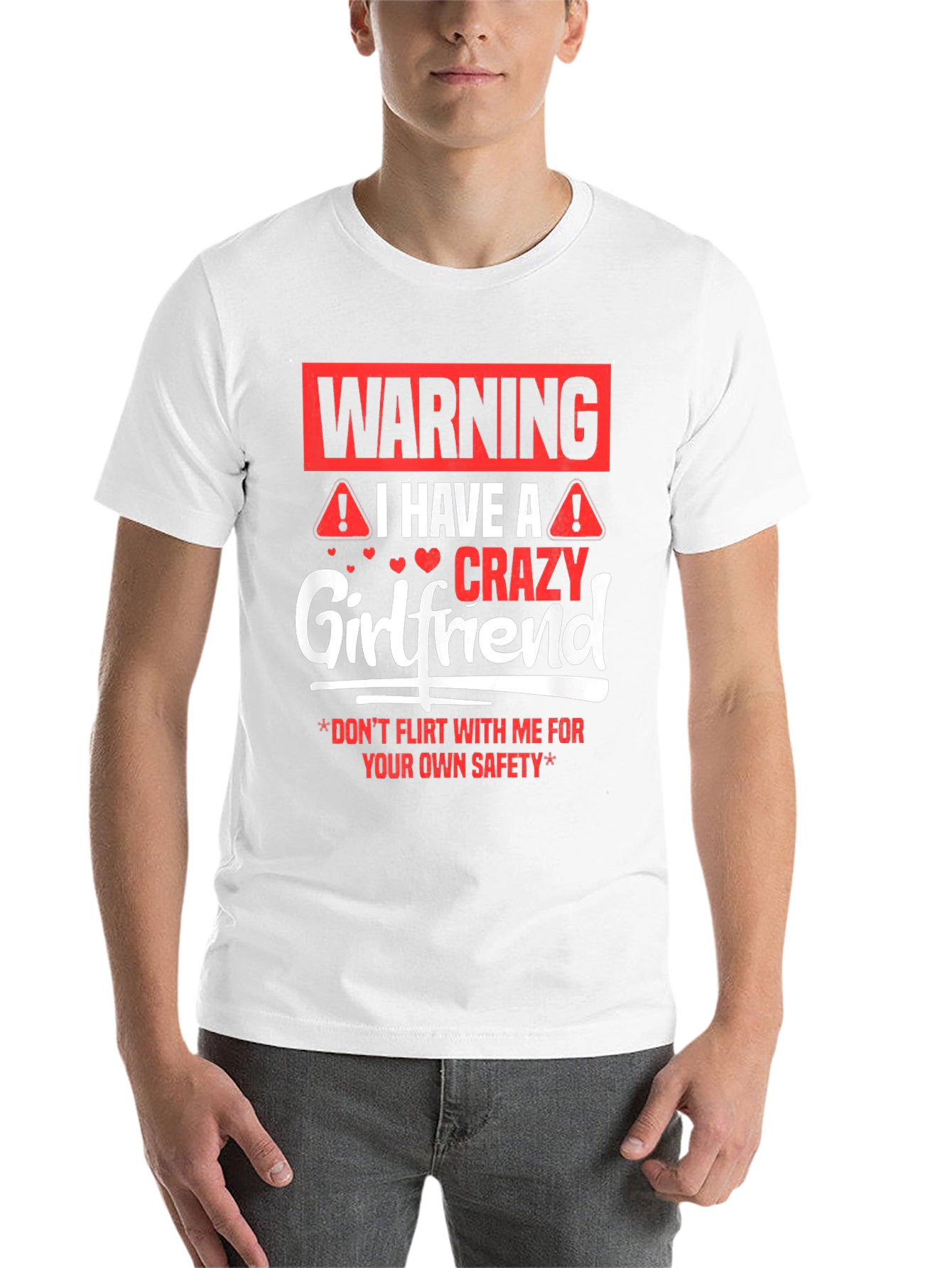 Black Warning Crazy Girlfriend Men's Black T-Shirt view 14