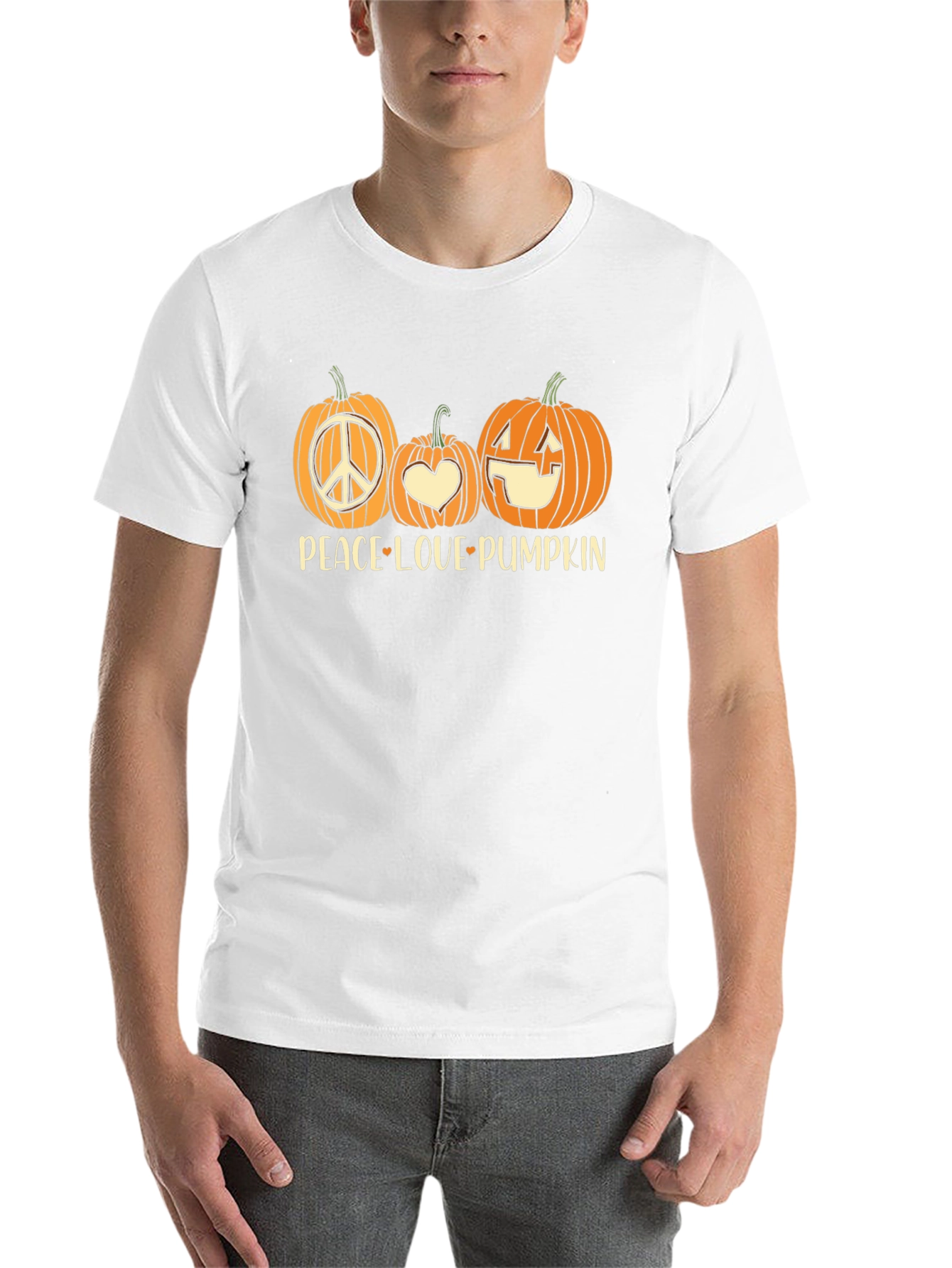 Black Peace Love Pumpkin Halloween T-Shirt view 14