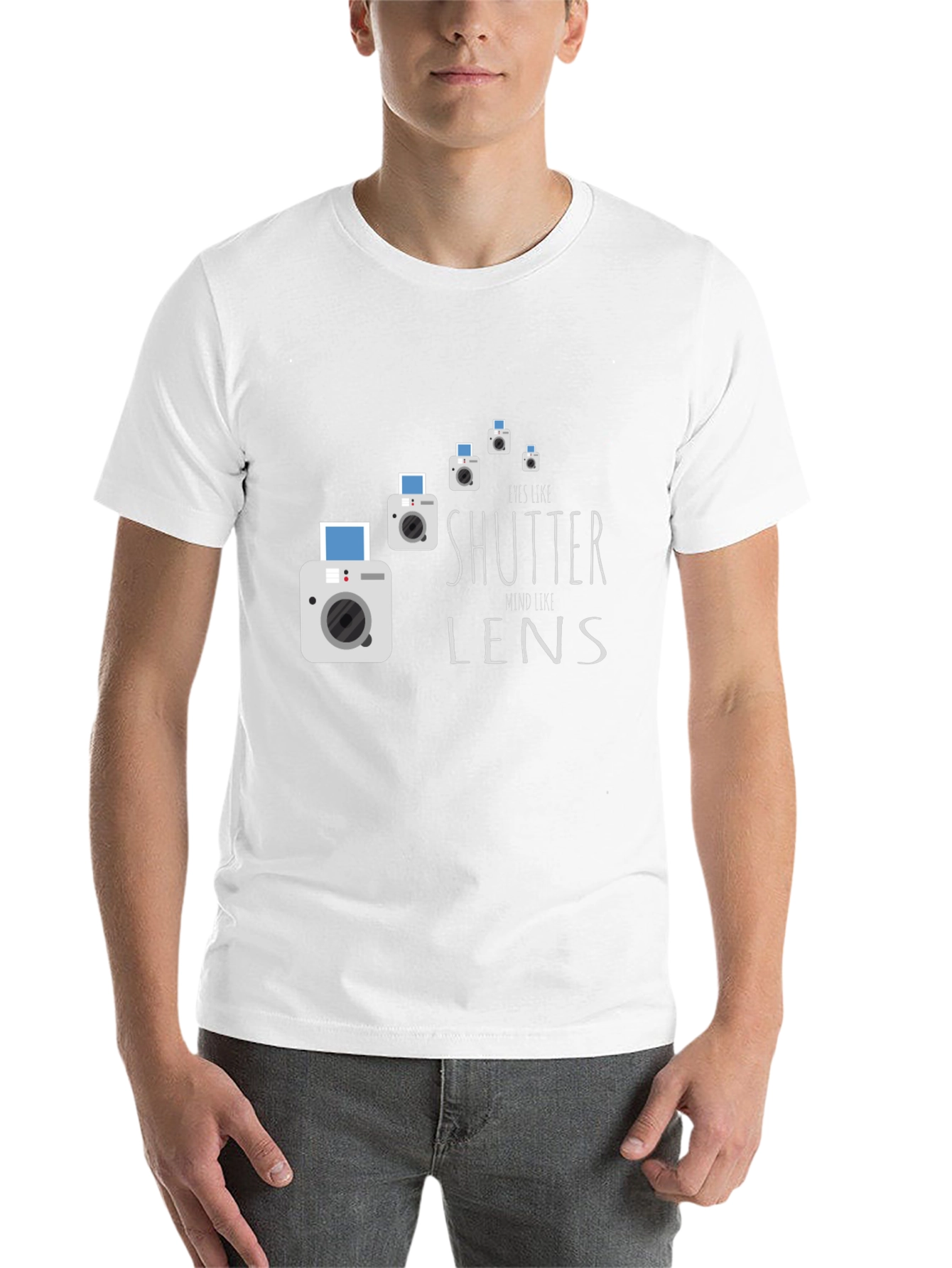 Black Eyes Like Shutter Mind Like Lens Graphic Tee view 14