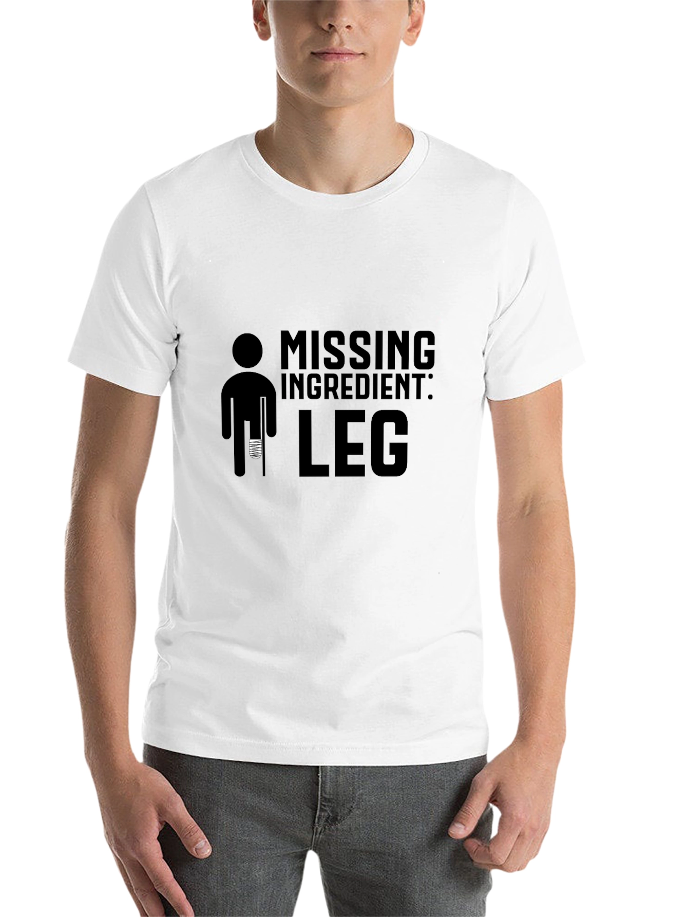 Black Humorous Missing Leg Graphic T-Shirt - Black view 14