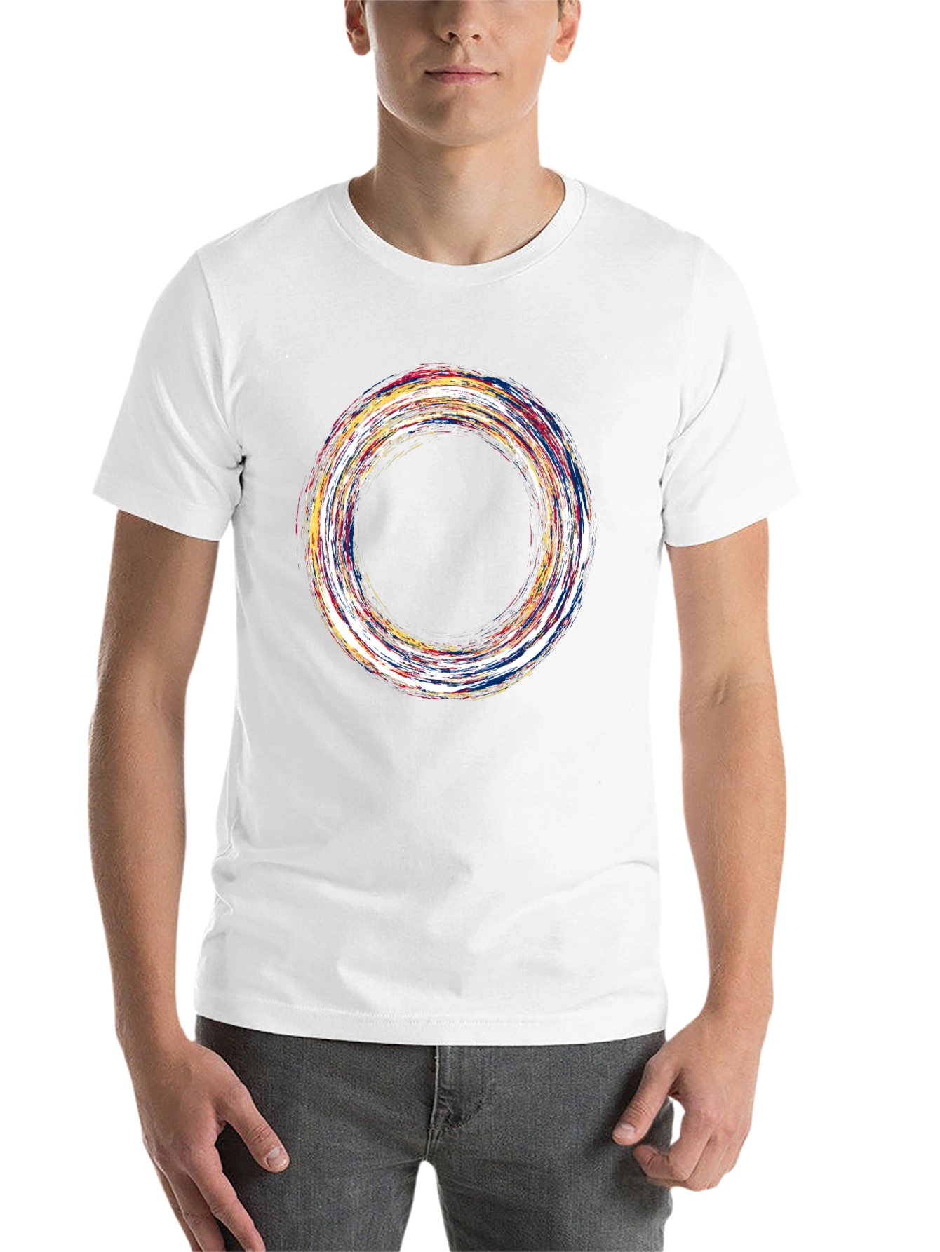 Black Abstract Circle Graphic Tee - Soft Black Cotton view 14