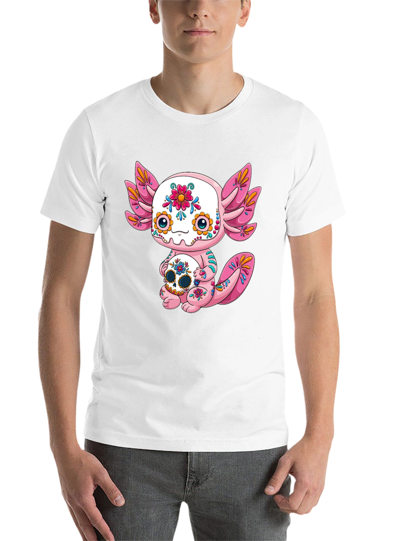 Black Axolotl Sugar Skull Graphic Tee view 14