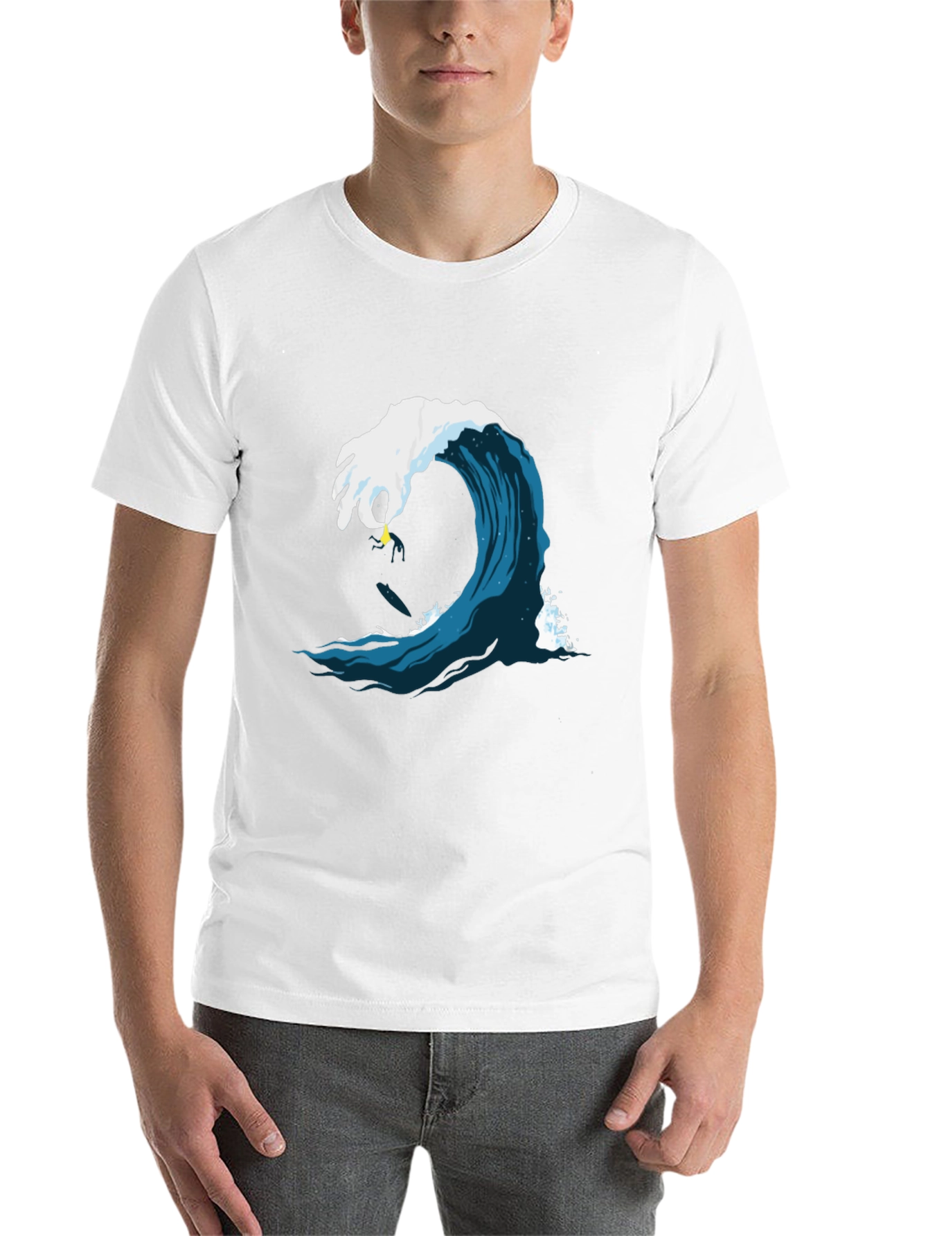 Black Surfer Wave Graphic Tee - Black Cotton Shirt view 14