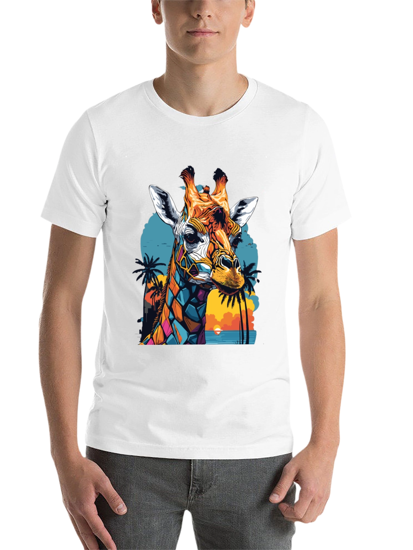 Black Colorful Giraffe Graphic Tee view 14