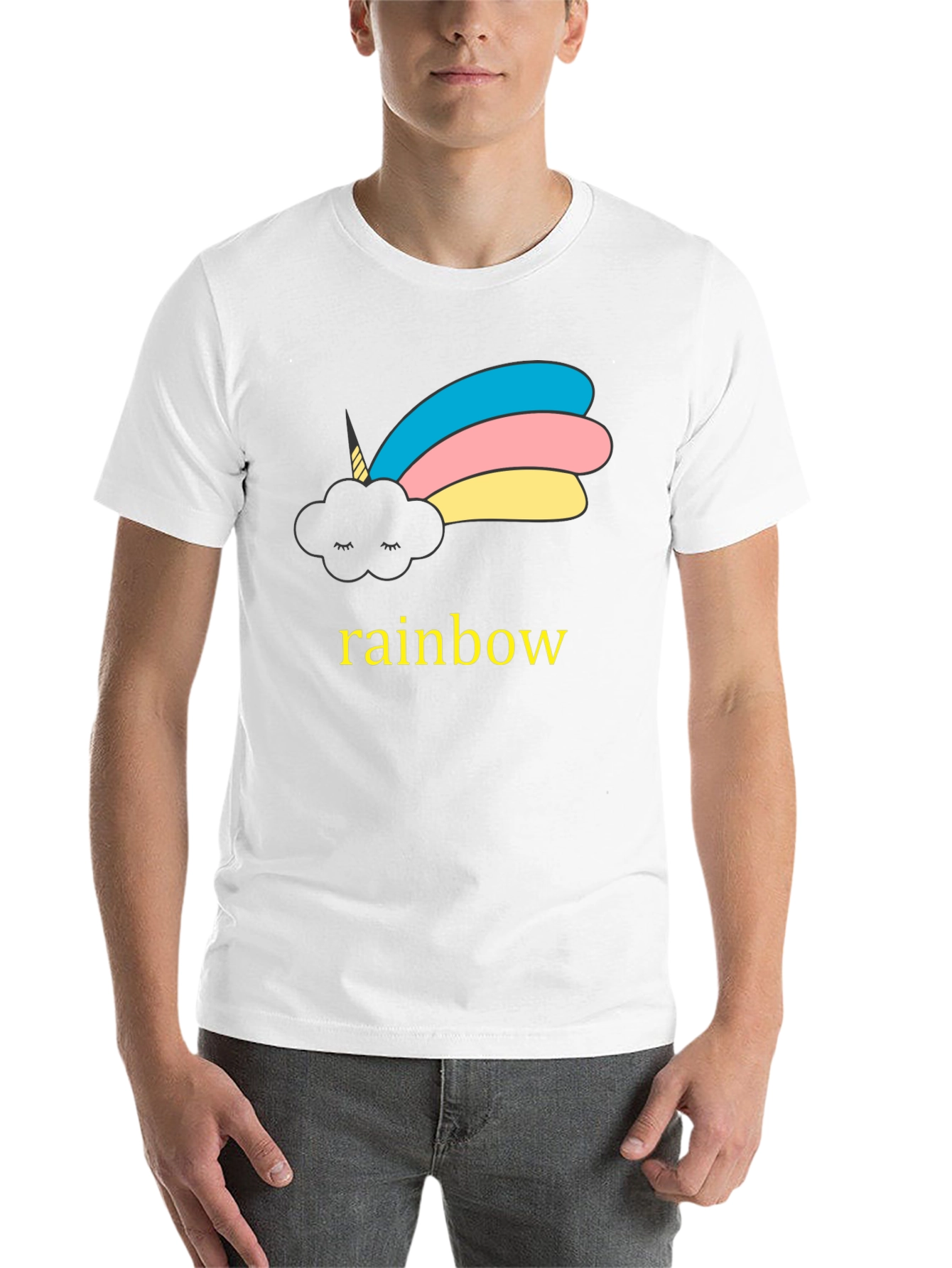 Black Unicorn Cloud Rainbow Graphic Black T-Shirt view 14