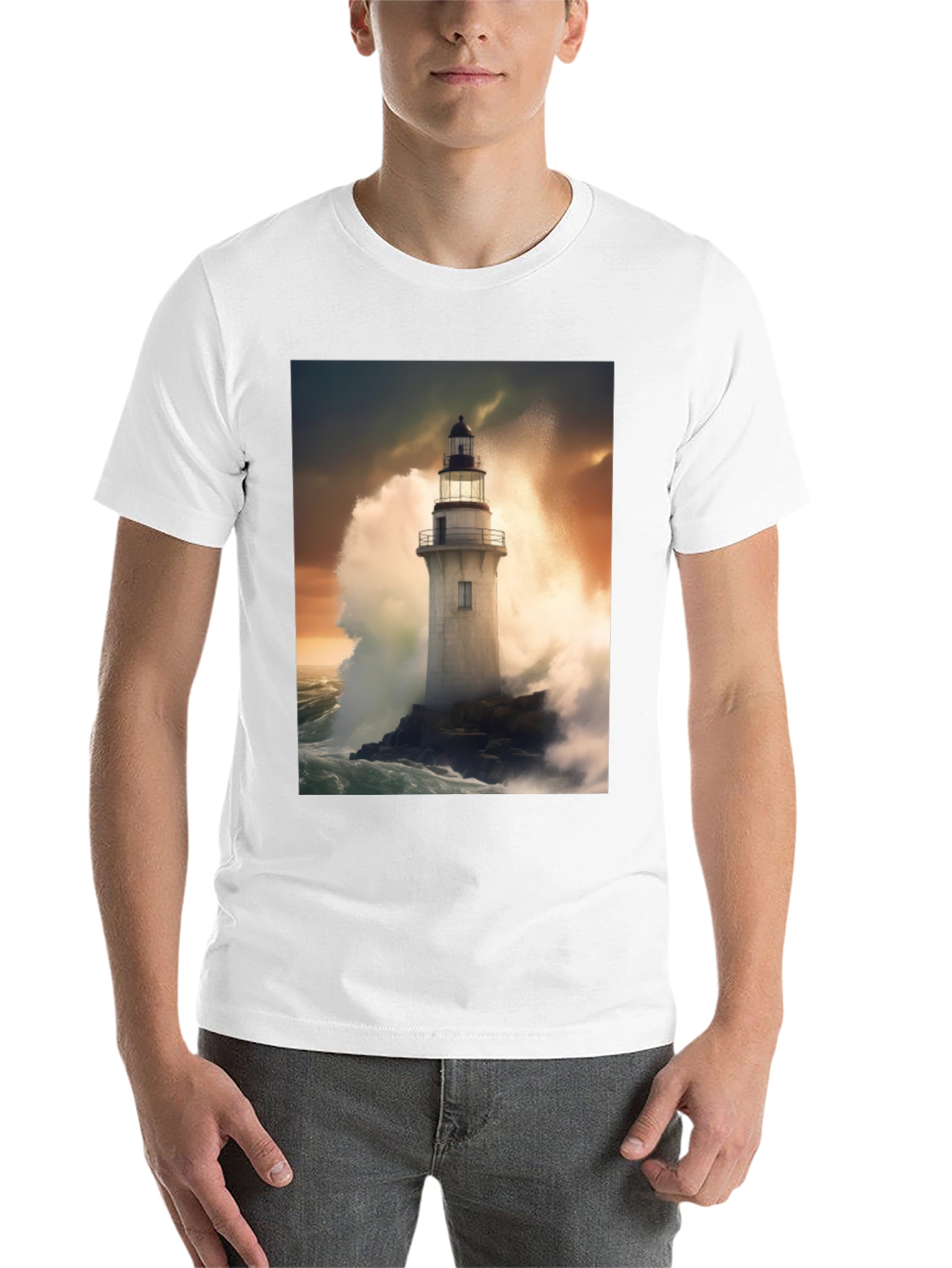 Lighthouse Storm Tee - Coastal Graphic T-Shirt - 14
