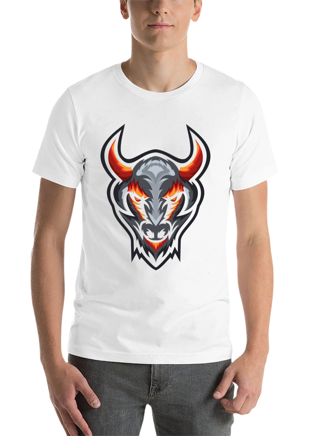 Black Black T-Shirt with Bull Graphic view 14