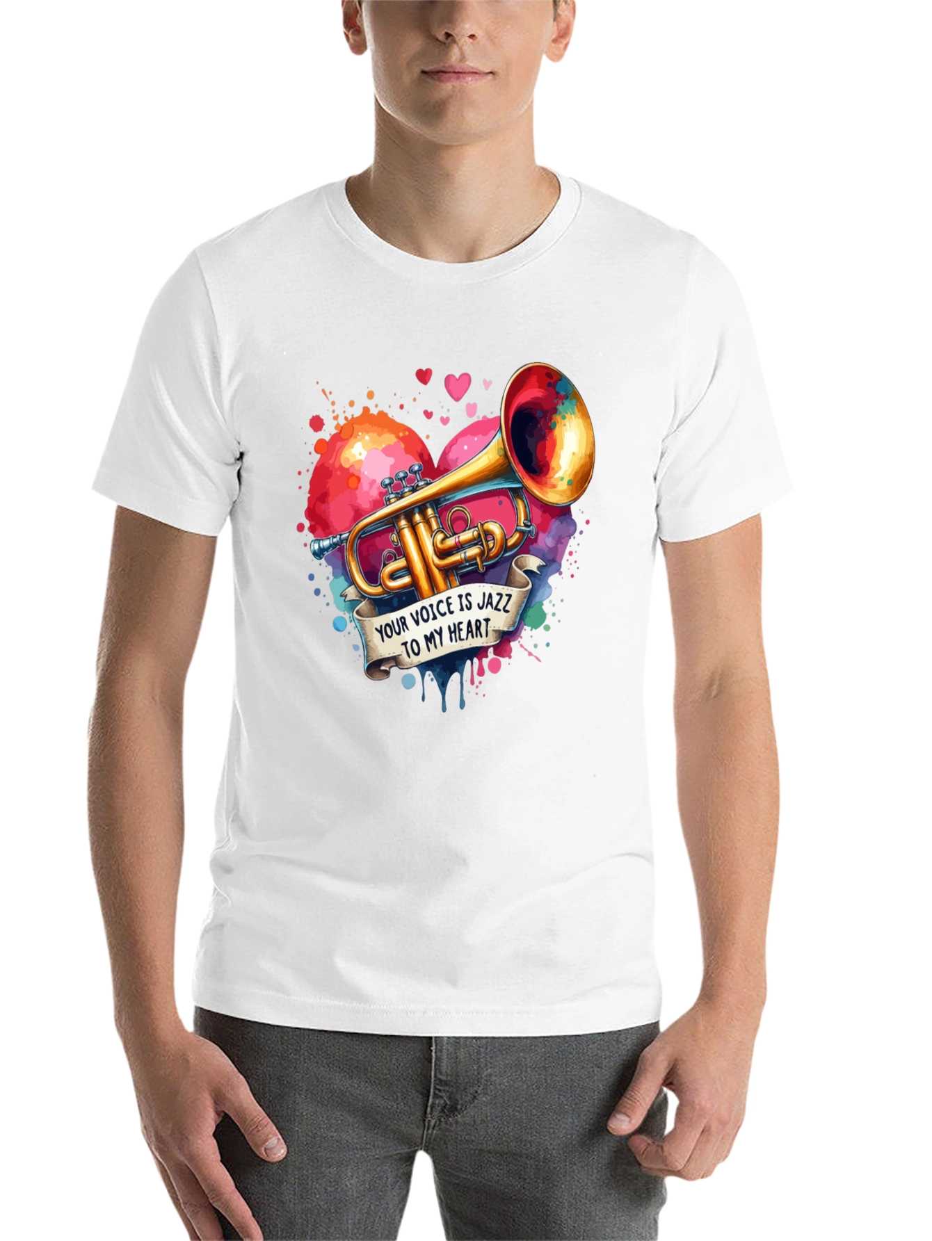 Black Jazz Heart Trumpet Graphic Tee view 14