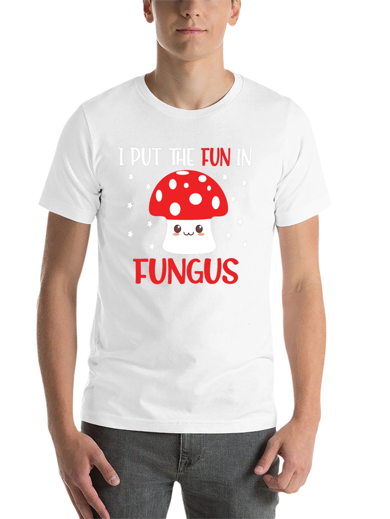 Black Funny Mushroom T-Shirt - "I Put the Fun in Fungus" view 14