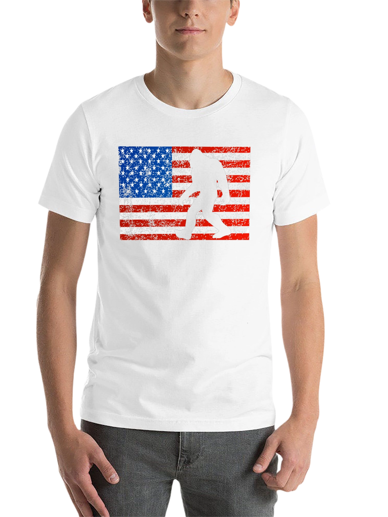 Black Bigfoot American Flag T-Shirt view 14