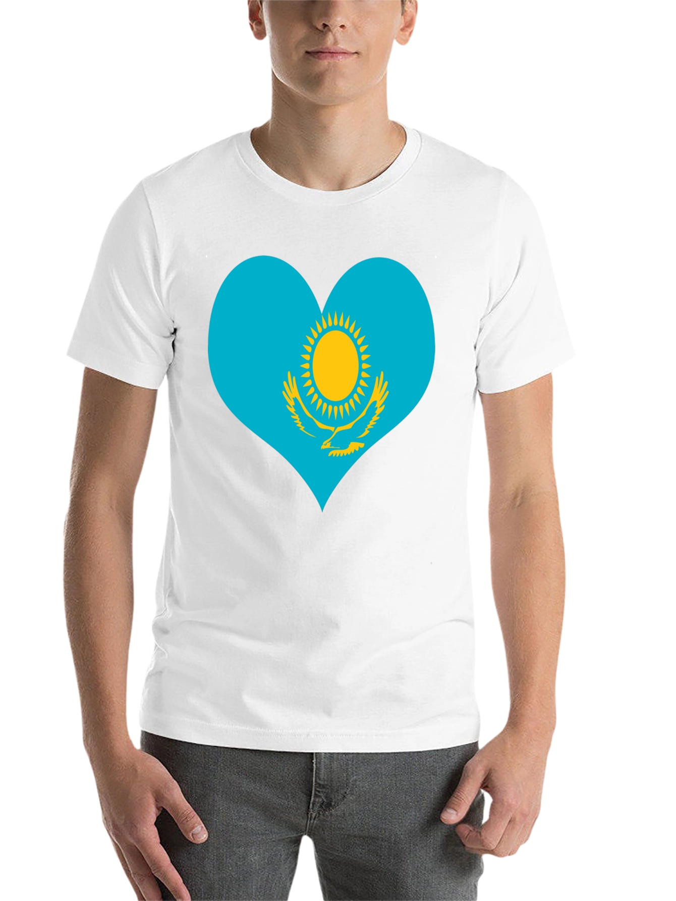 Kazakhstan Heart Flag Graphic Tee - Black - 14