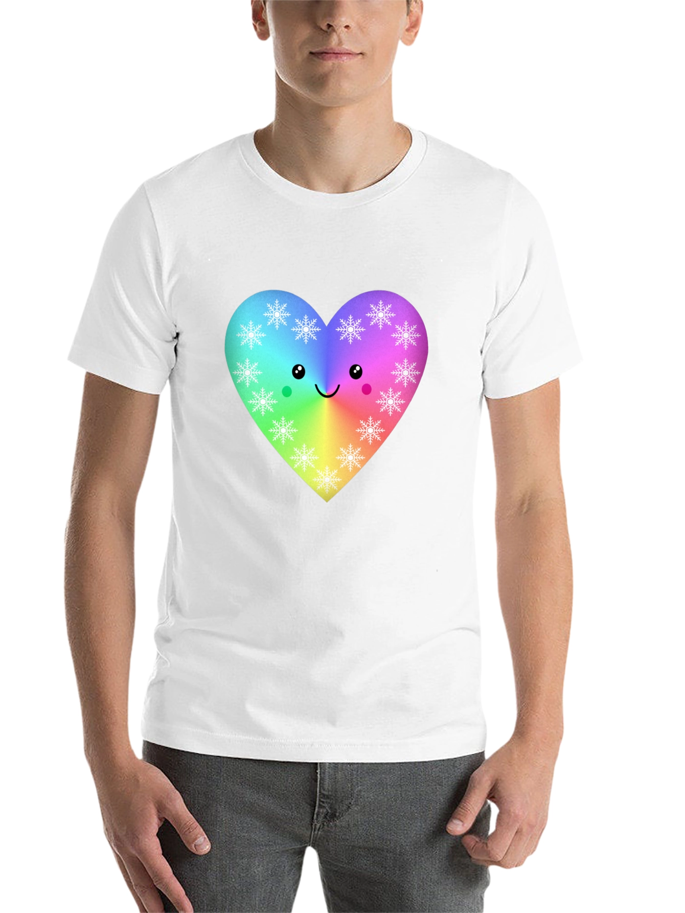 Black Rainbow Heart Snowflake T-Shirt view 14