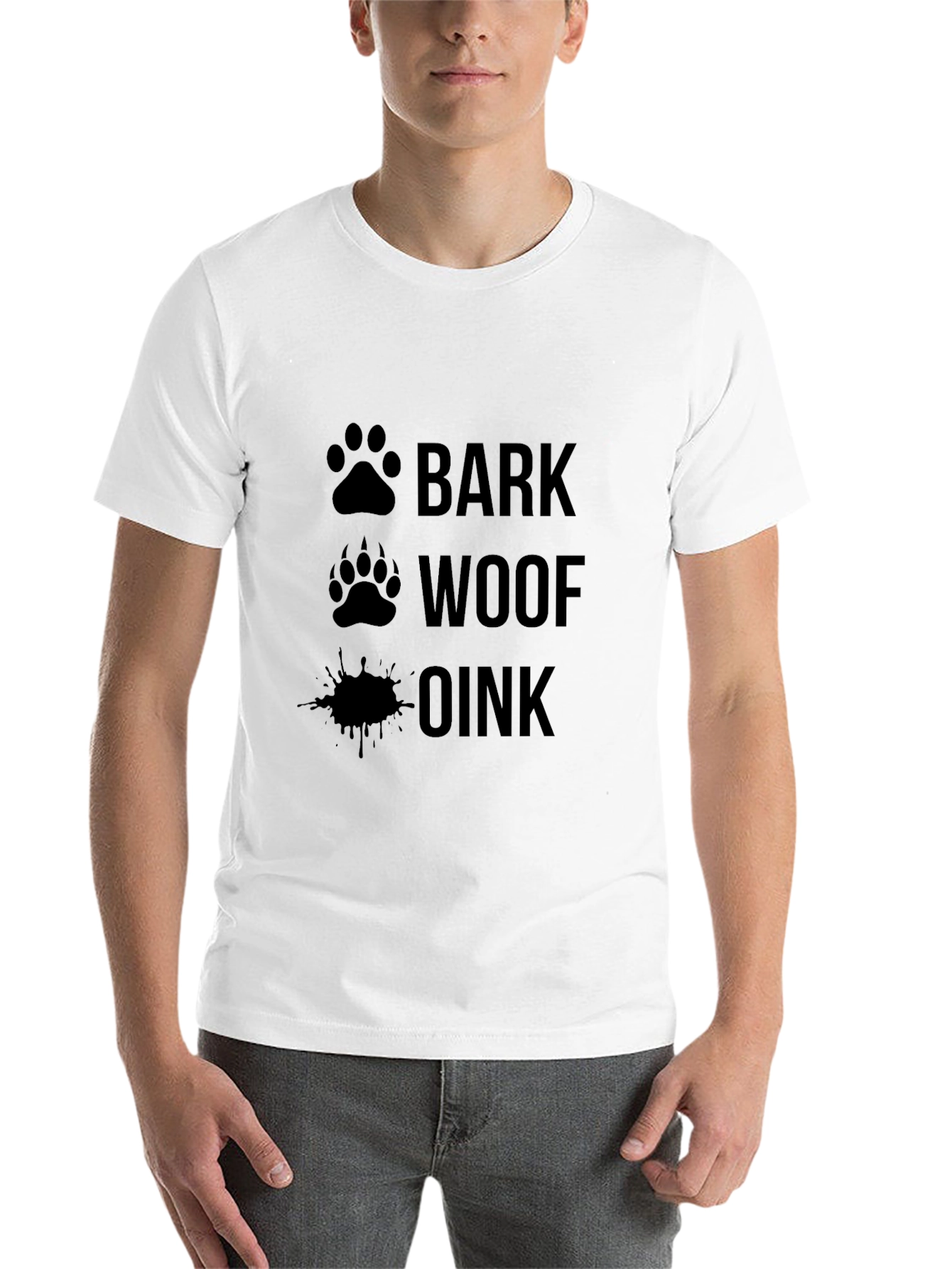 Black Bark Woof Oink T-Shirt Funny Animal Sounds Tee view 14