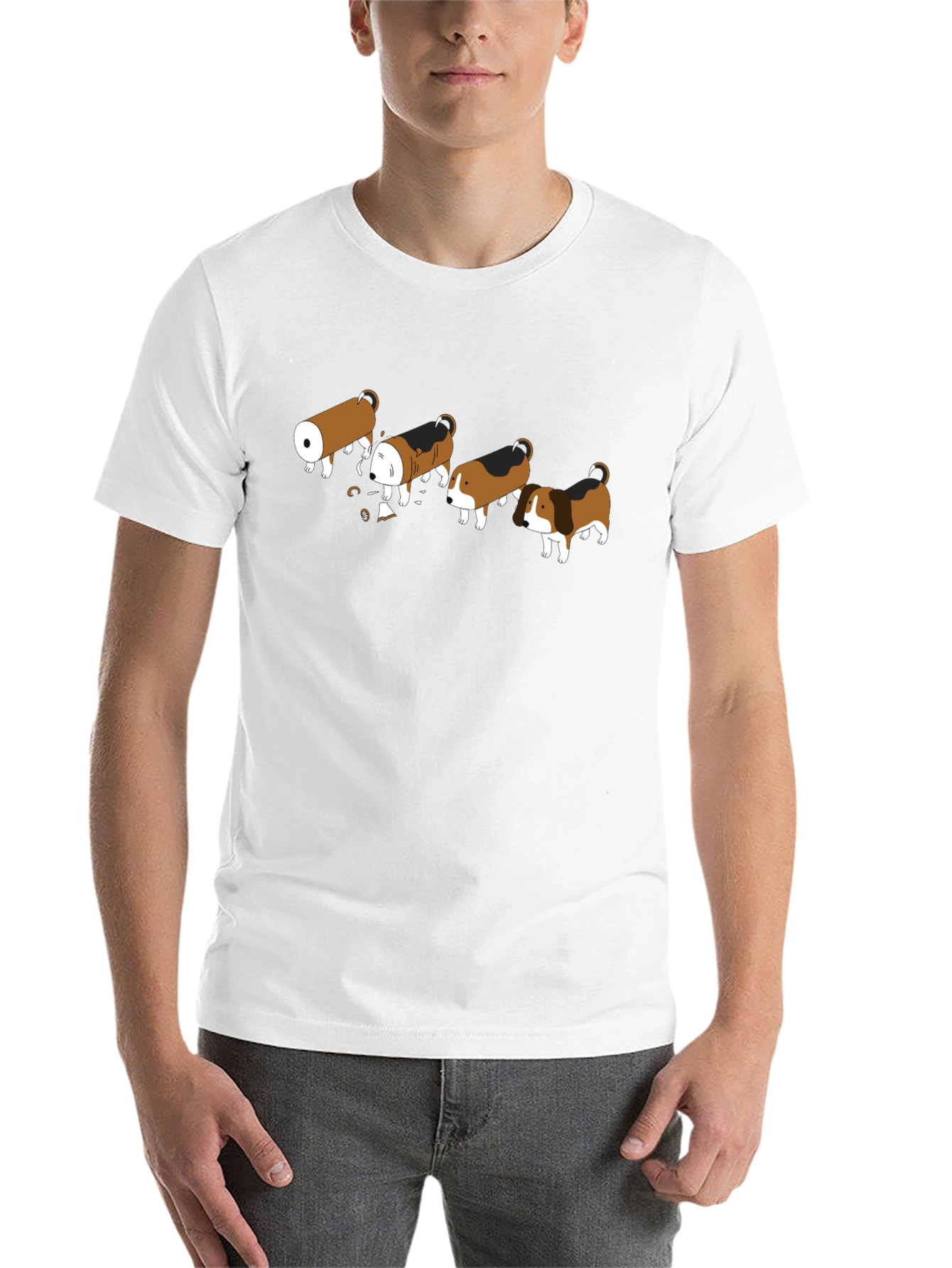 Black Cartoon Dog Transformation T-Shirt - Black view 14