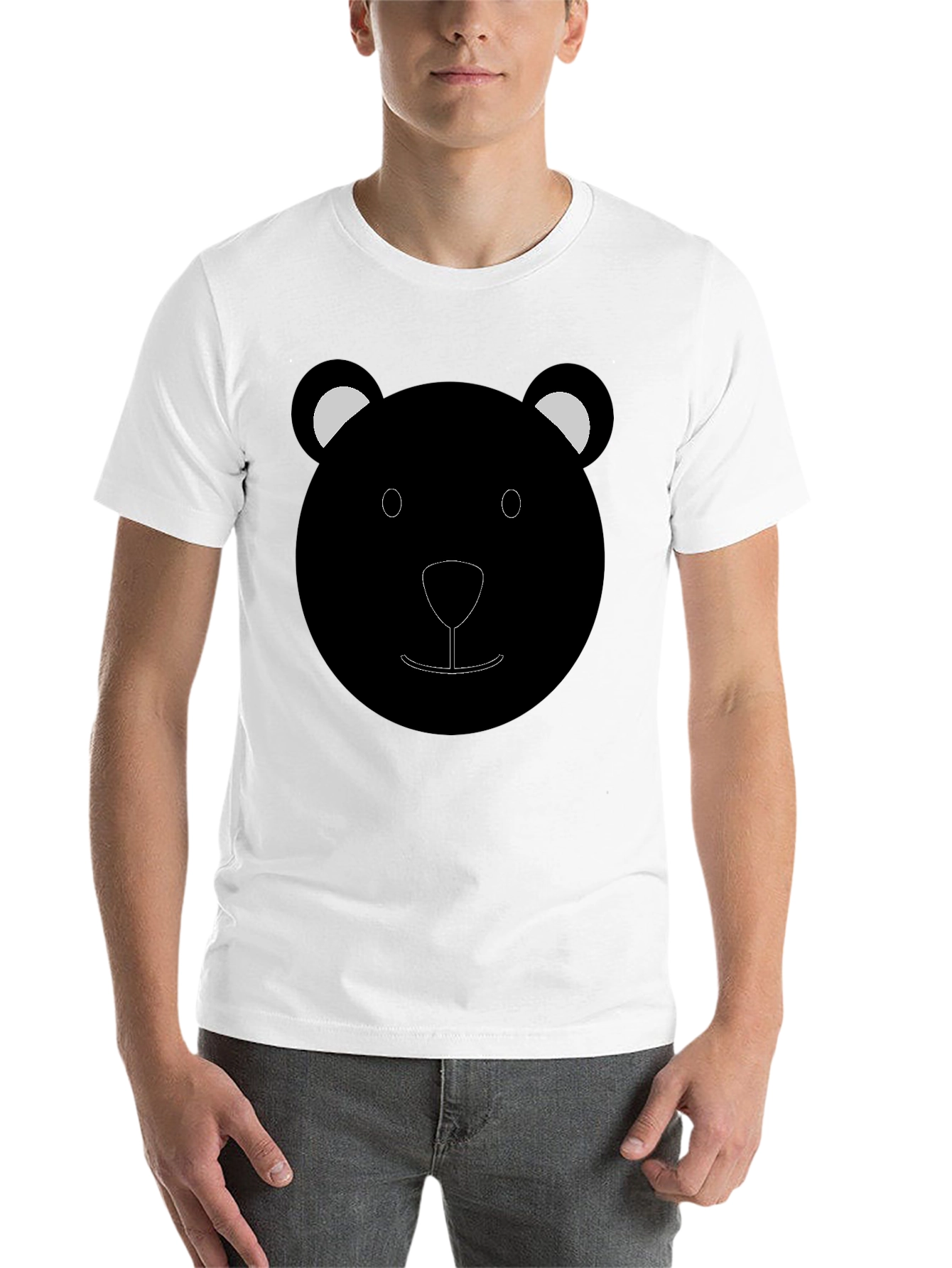 Black Cute Bear Face Graphic T-Shirt - Black view 14