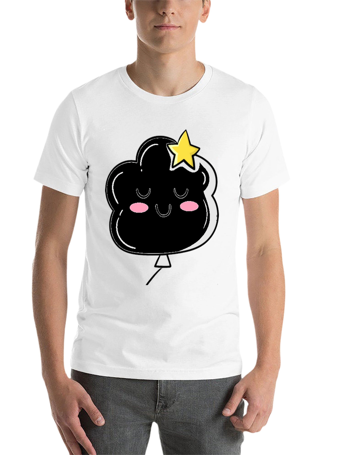 Black Cute Cloud & Star Graphic Black T-Shirt view 14