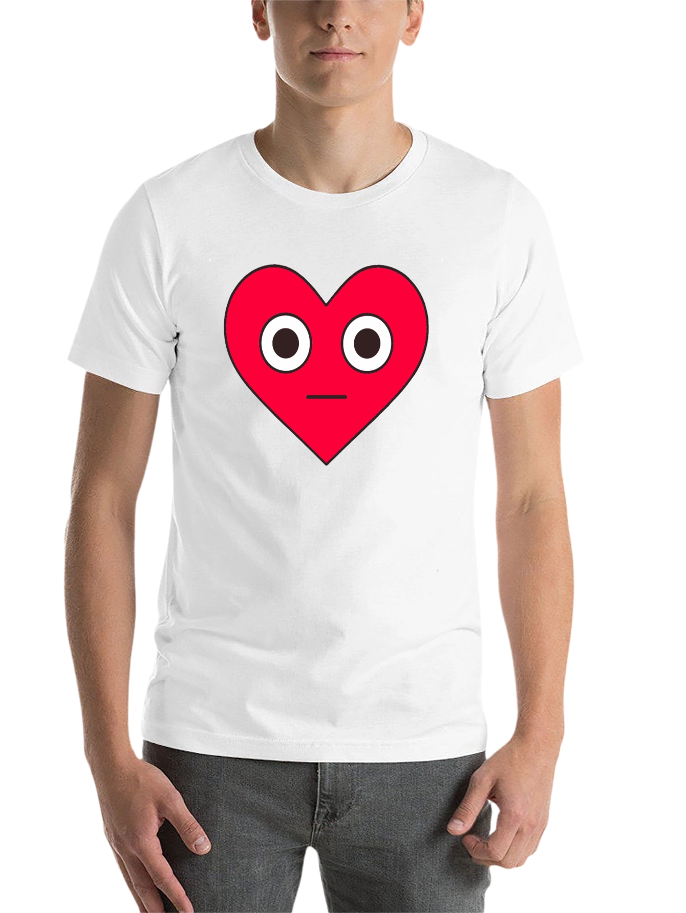 Black Red Heart Face Graphic Black T-Shirt view 14
