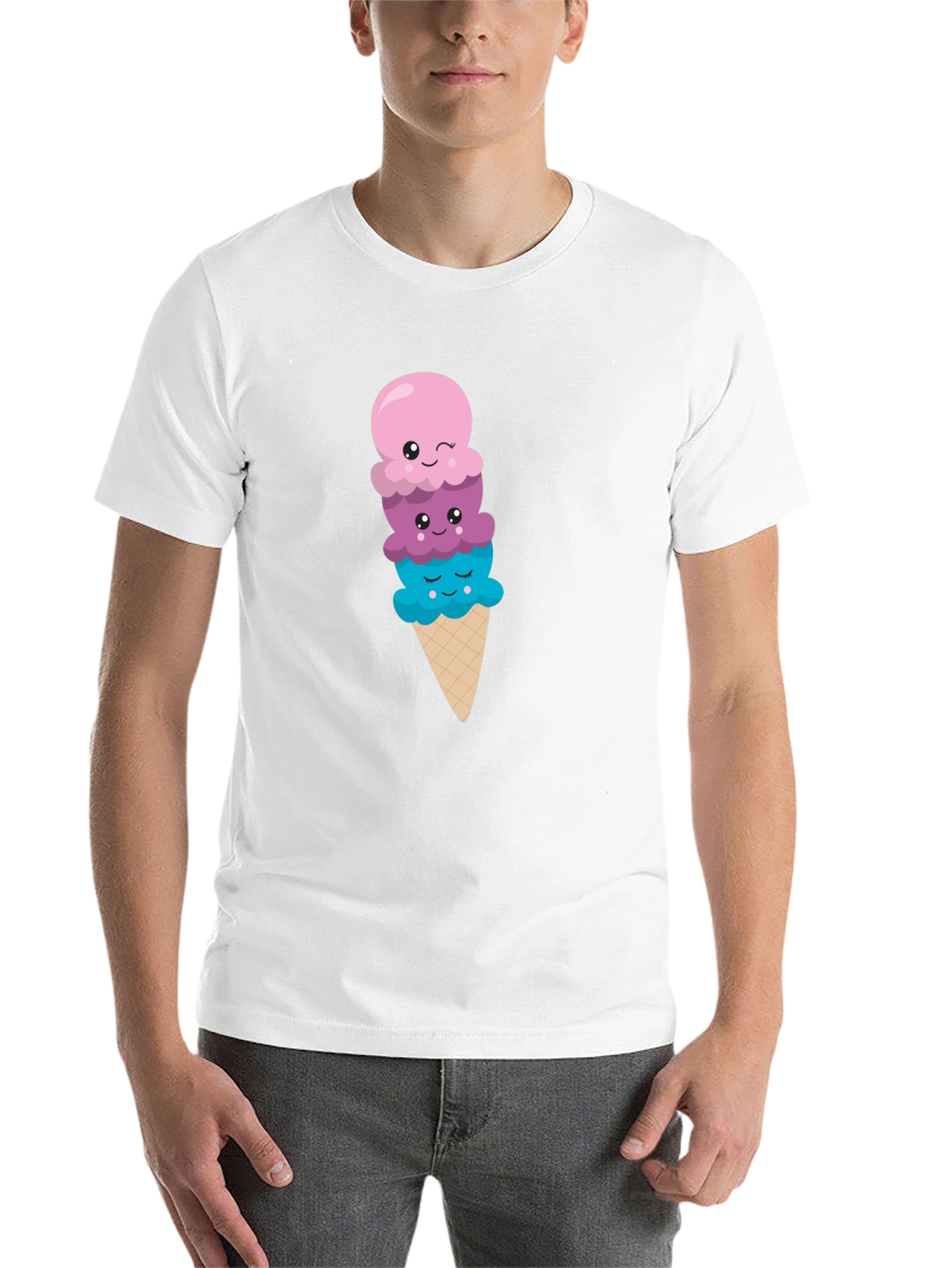 Black Cute Ice Cream Cone Graphic Tee - Black T-Shirt view 14