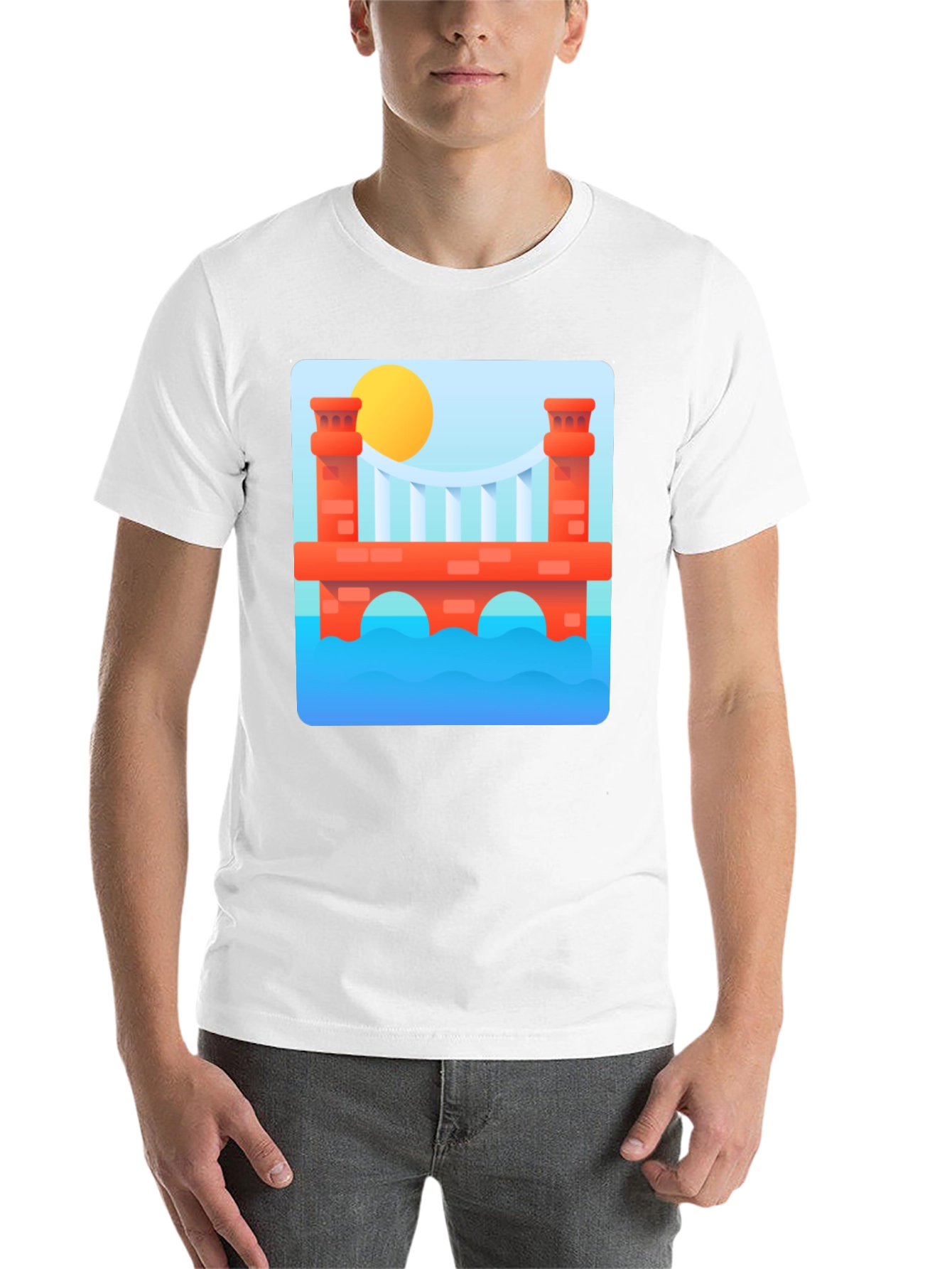 Black Abstract Bridge Graphic T-Shirt view 14