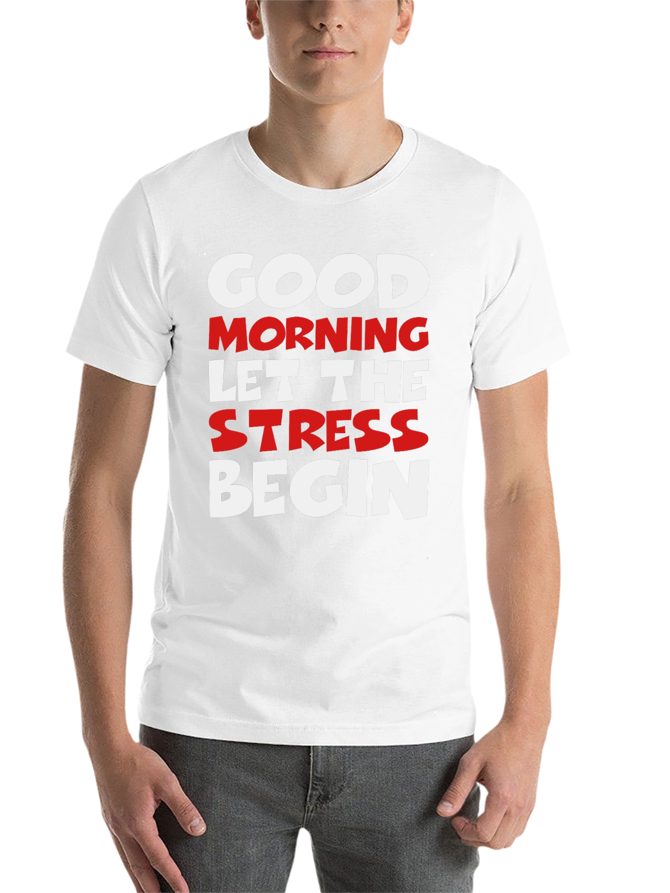 Black Funny Slogan Tee - Good Morning Let The Stress Begin Black T-Shirt view 14