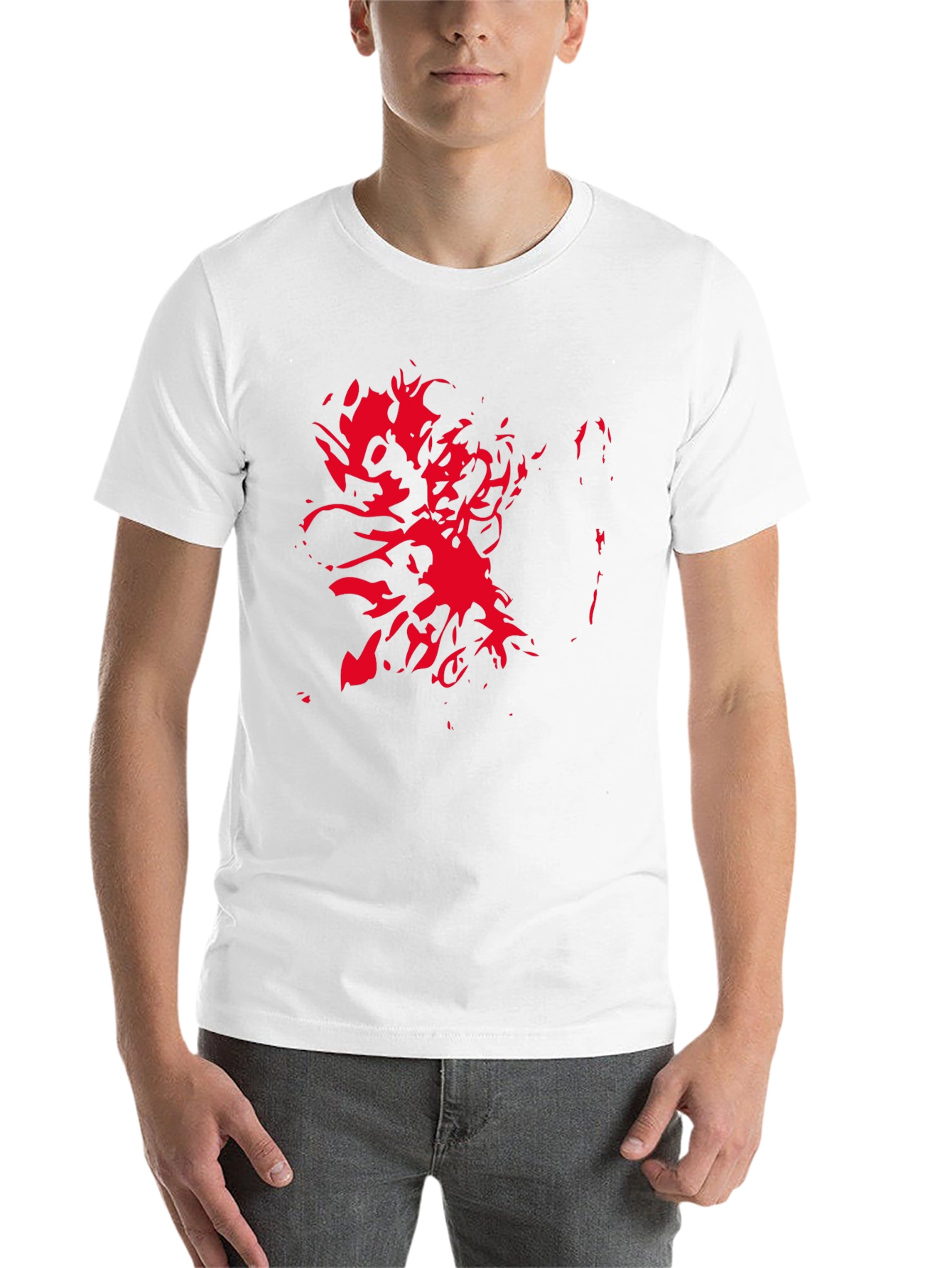 Black Abstract Red Design Black T-Shirt view 14
