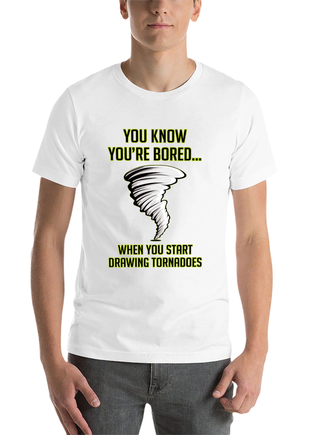 Black Bored Tornado T-Shirt - Funny Graphic Tee view 14