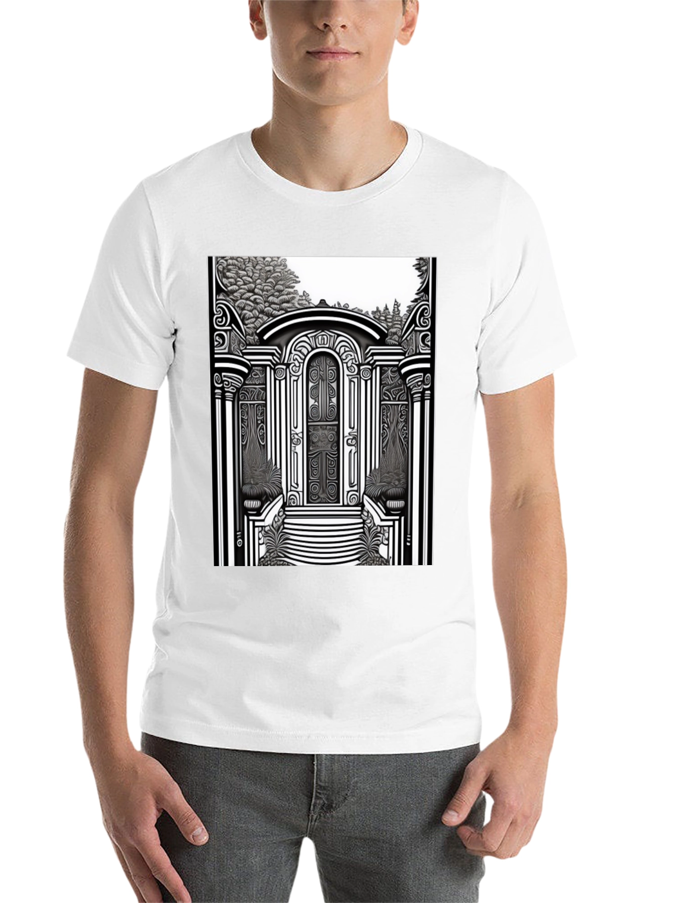 Black Ornate Gateway Graphic T-Shirt view 14