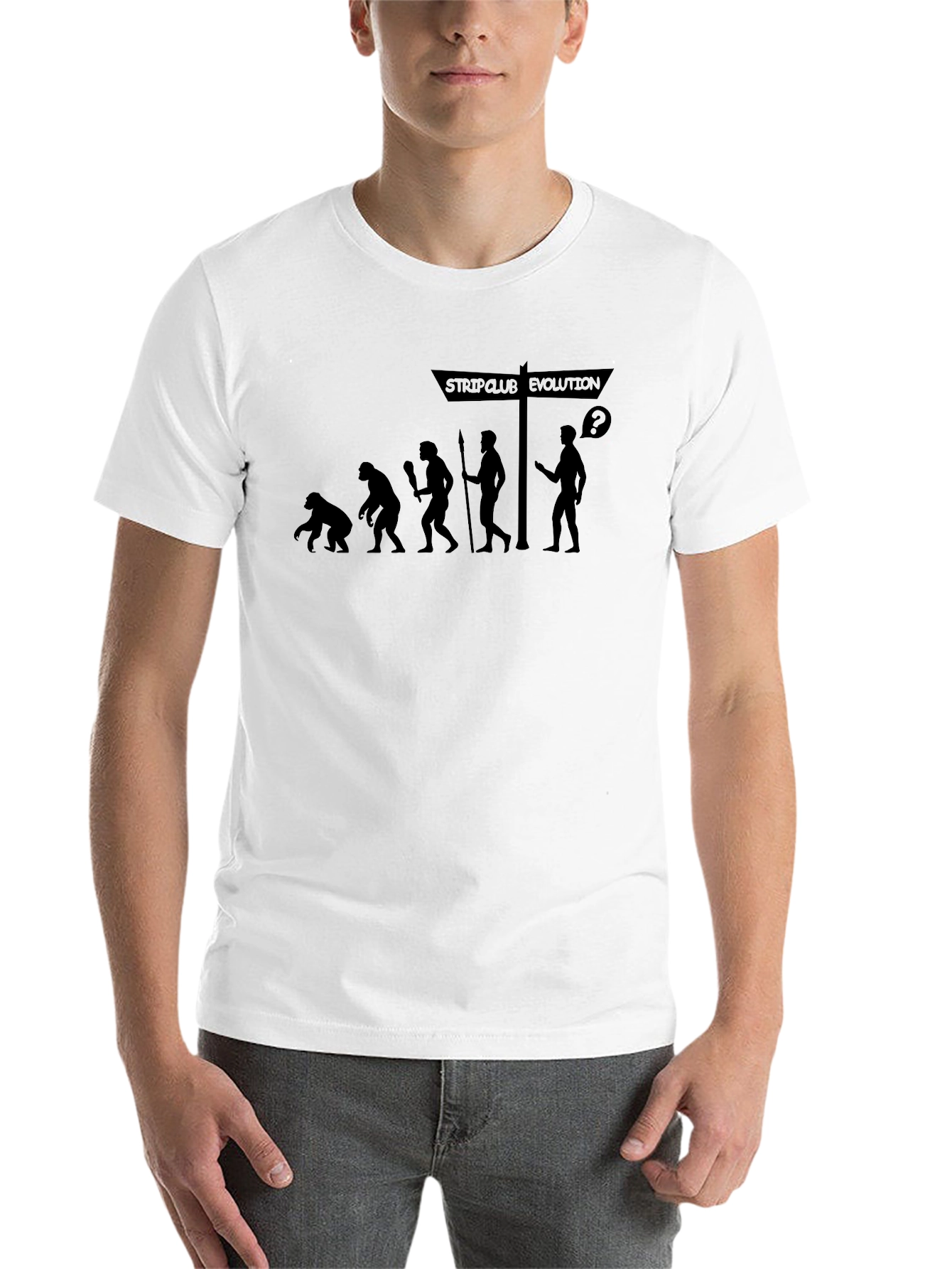 Black Evolution Strip Club Humor T-Shirt view 14