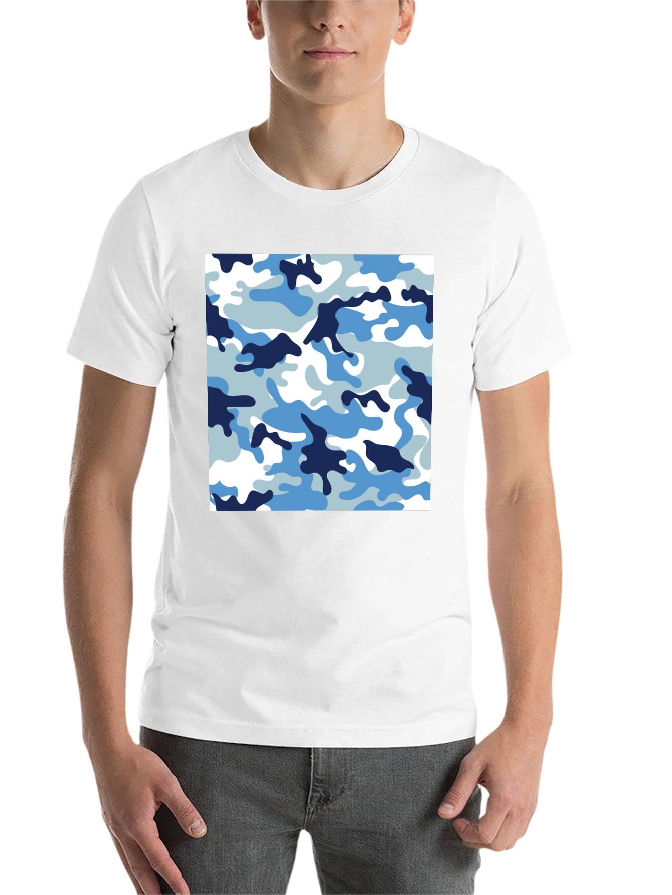 Black Blue Camo Crew Neck T-Shirt view 14