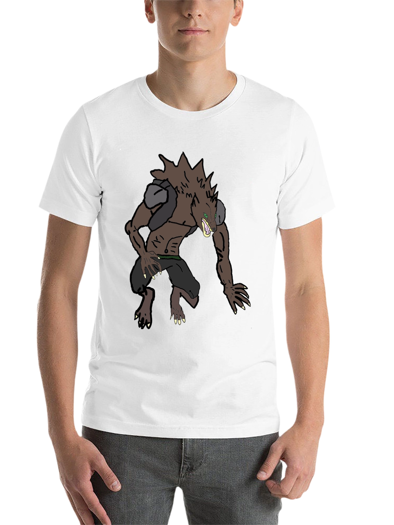 Black Werewolf Graphic Tee - Black Cotton Blend Shirt view 14