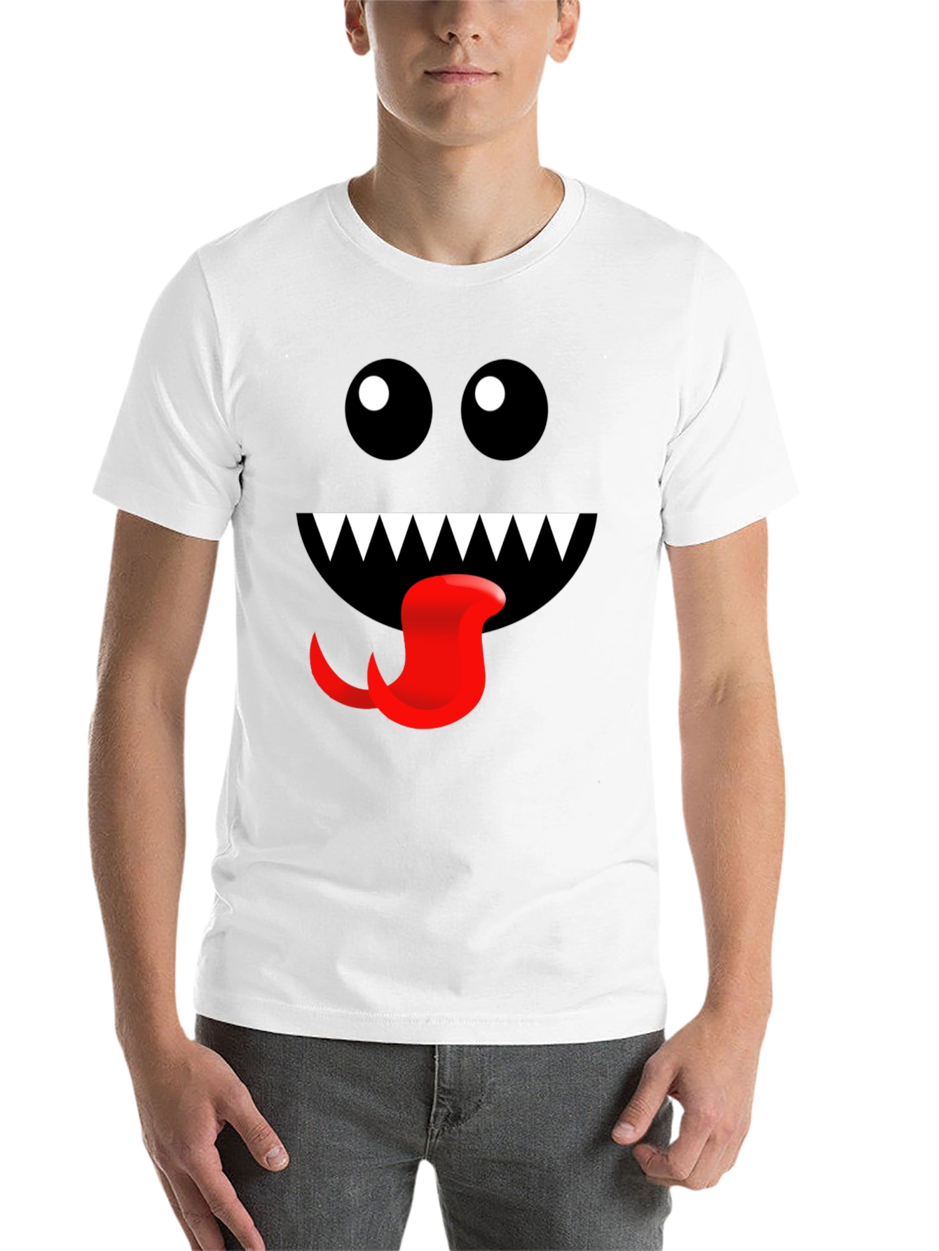 Black Monster Face Graphic Tee - Fun Black T-Shirt view 14